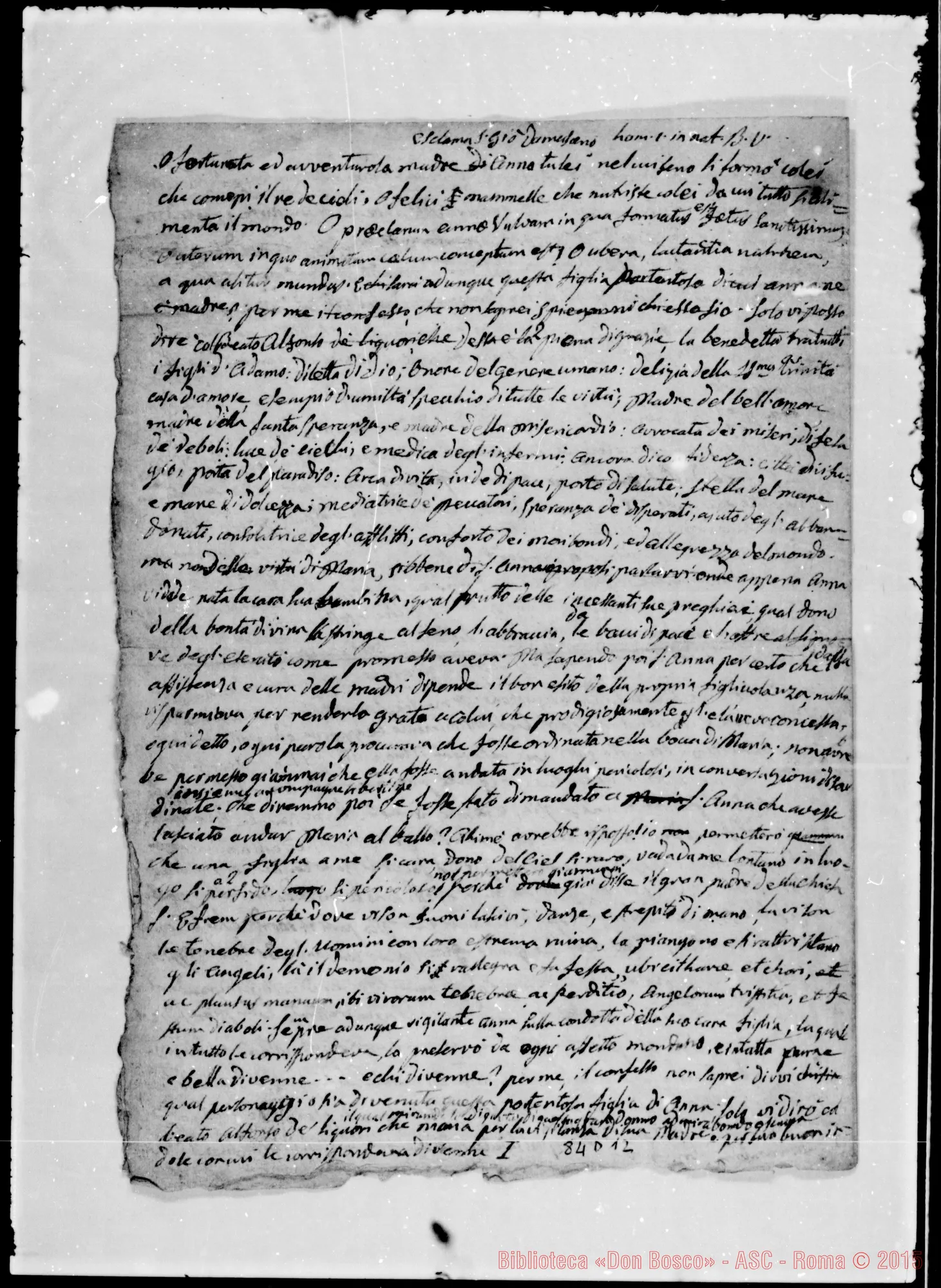 Fotogramma D 12 — Santa Anna: «Arreca veramente meraviglia…» Ms. Bosco
