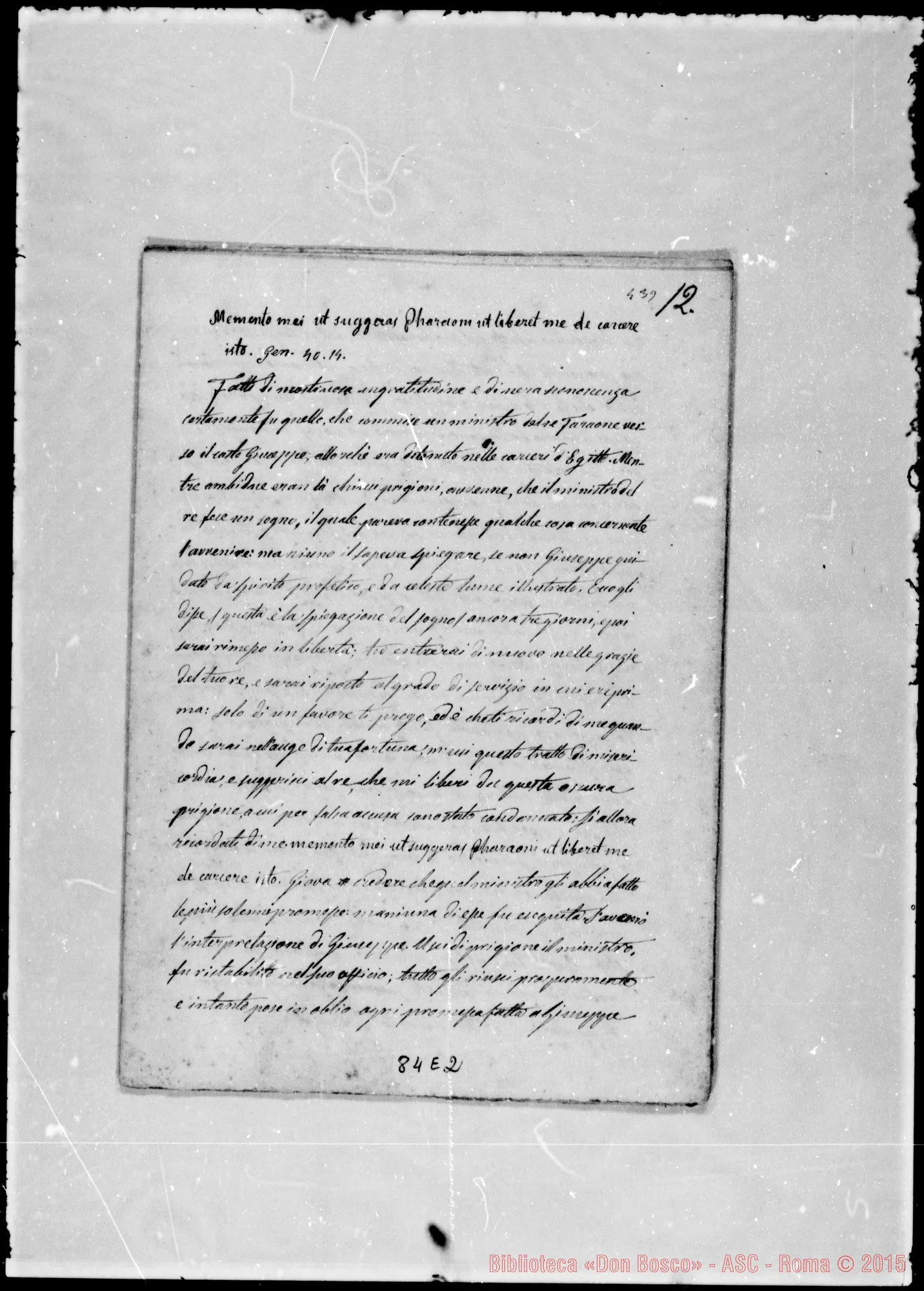 Fotogramma E 2 — «Commemorazione dei fedeli defunti». Ms.