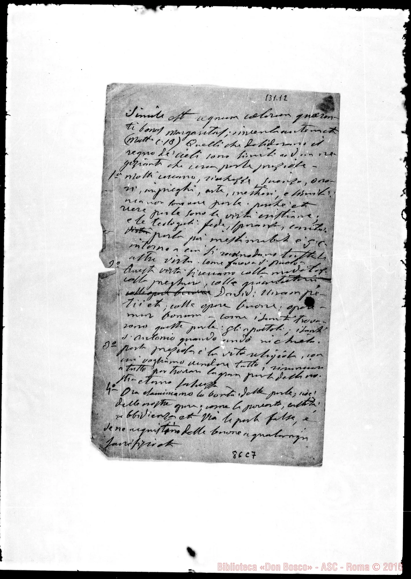 Fotogramma C 7 — Perle evangeliche: «Simile est regnum coelorum…» Ms. Bosco