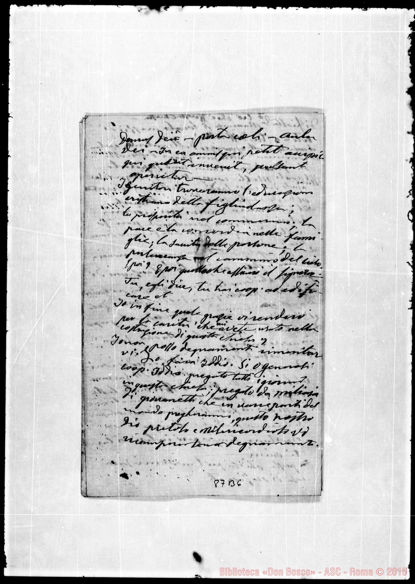 Fotogramma B 6 — «Pel giorno della Consacrazione di S. Giov. Evang.» Ms. Bosco 0004.- Società varie