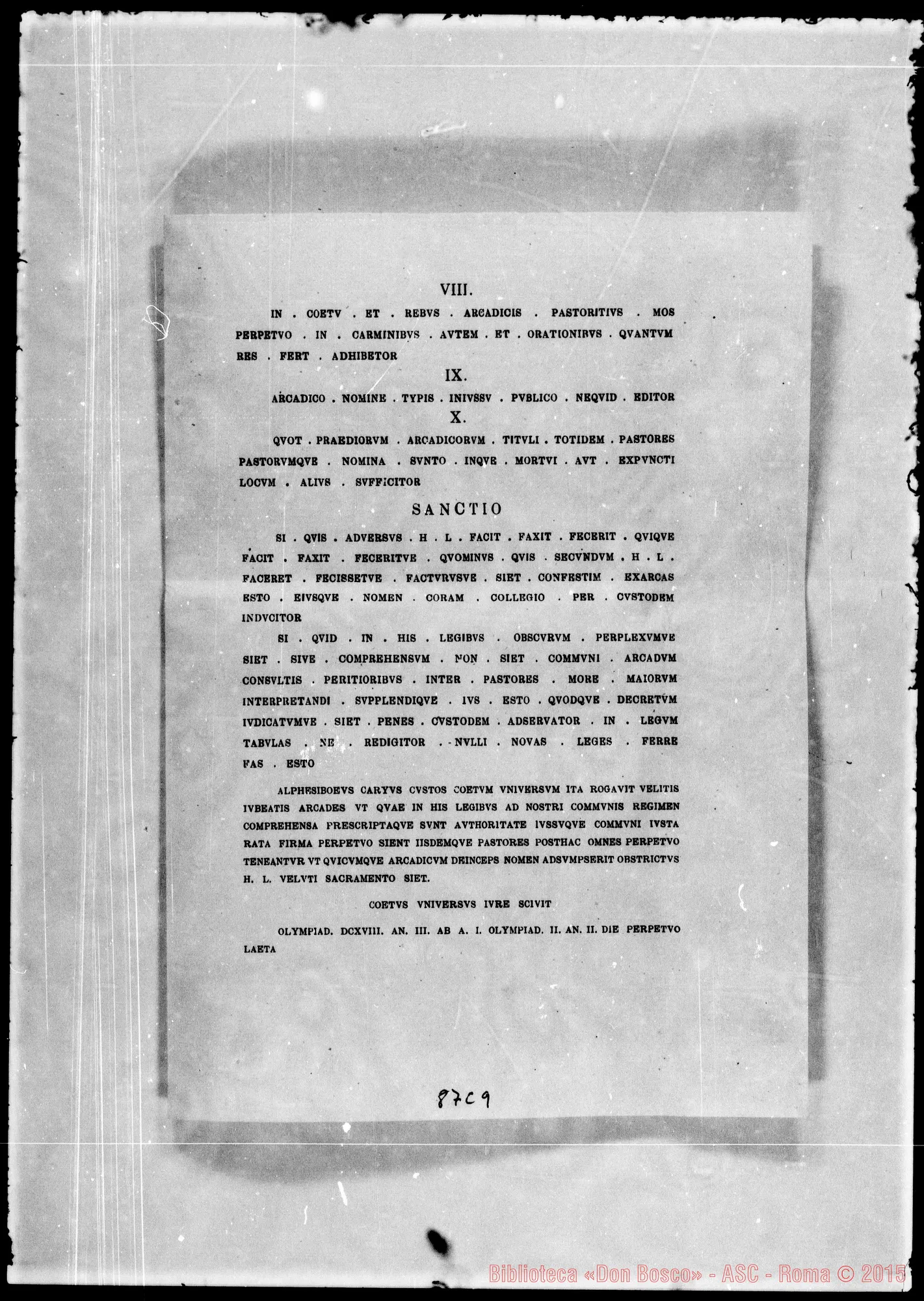 Fotogramma C 9 — Due diplomi di «Arcade»: 1873 E 1874. (ASC 112)