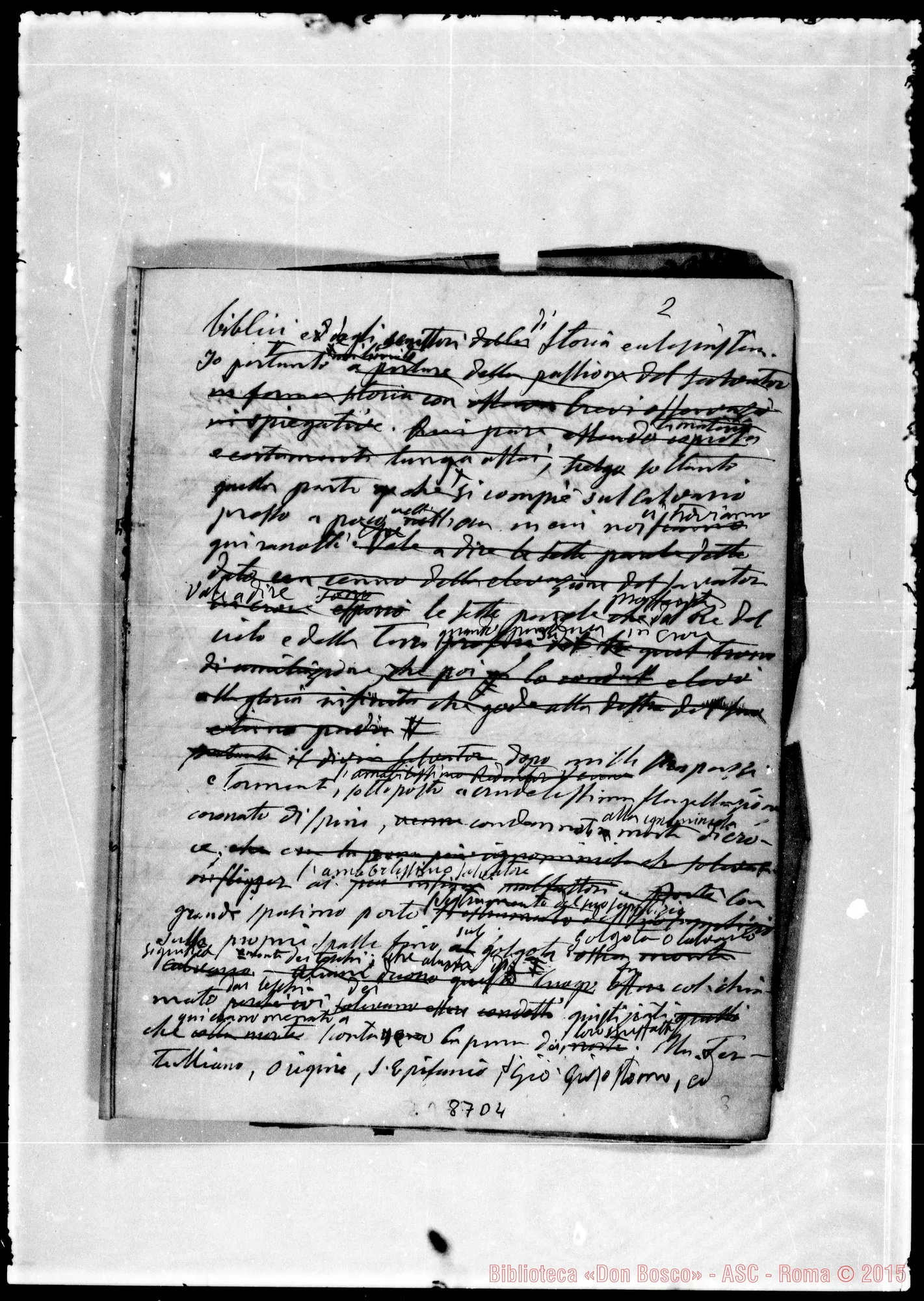 Fotogramma D 4 — Discorso di D. Bosco nella adunanza del Venerdì Santo 1876. Ms. Bosco