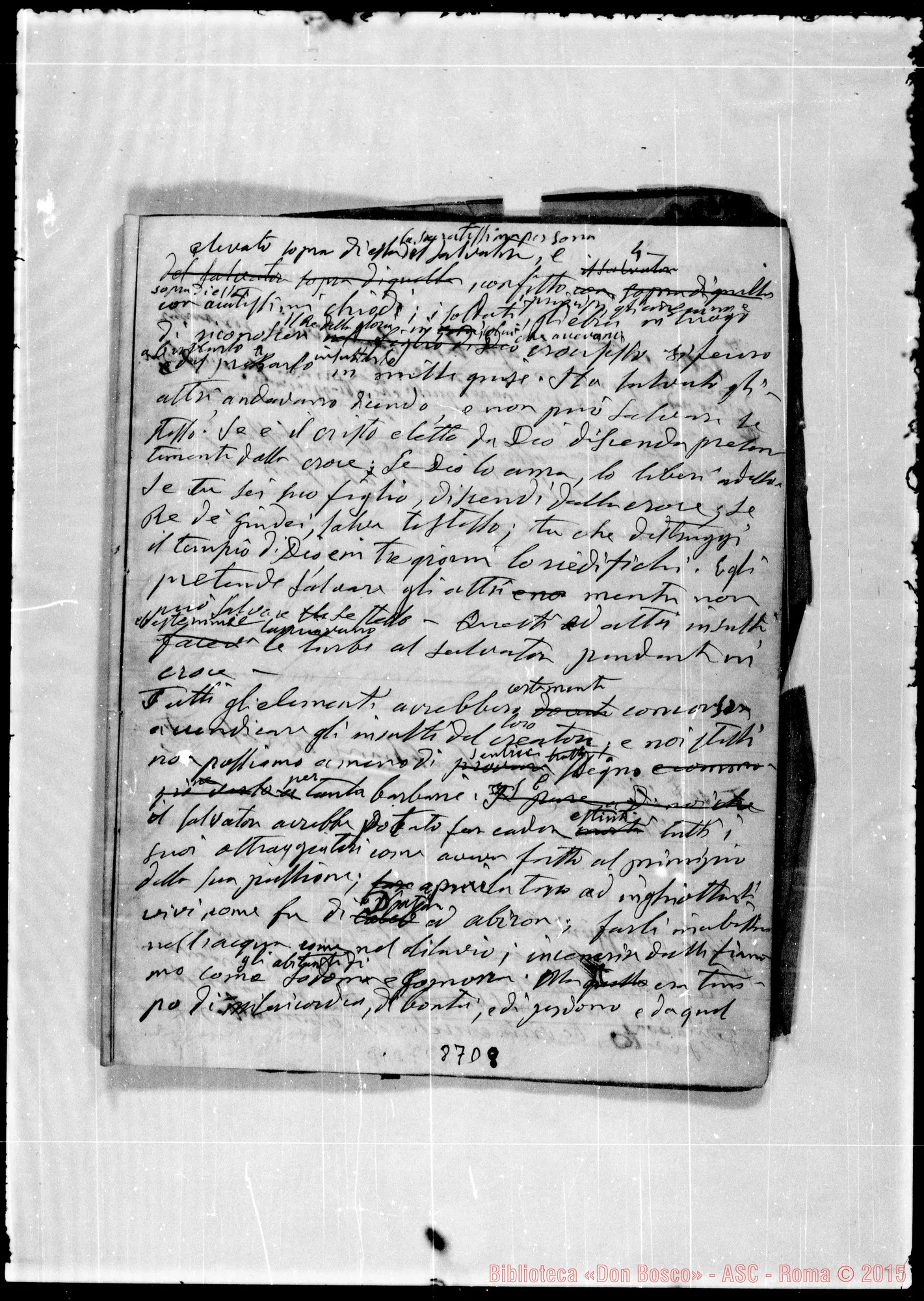 Fotogramma D 8 — Discorso di D. Bosco nella adunanza del Venerdì Santo 1876. Ms. Bosco