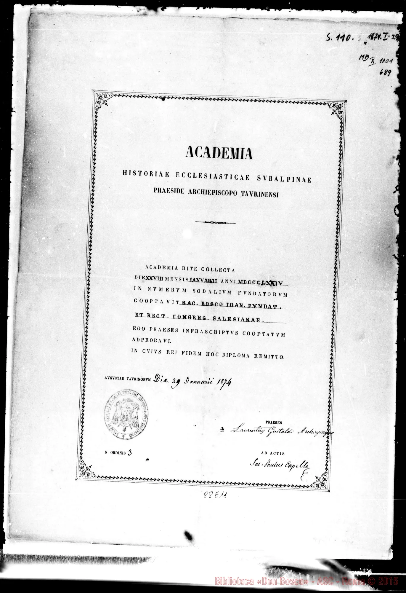 Fotogramma E 11 — Accademia Storia Ecclesiastica. Due diplomi (ASC 112)