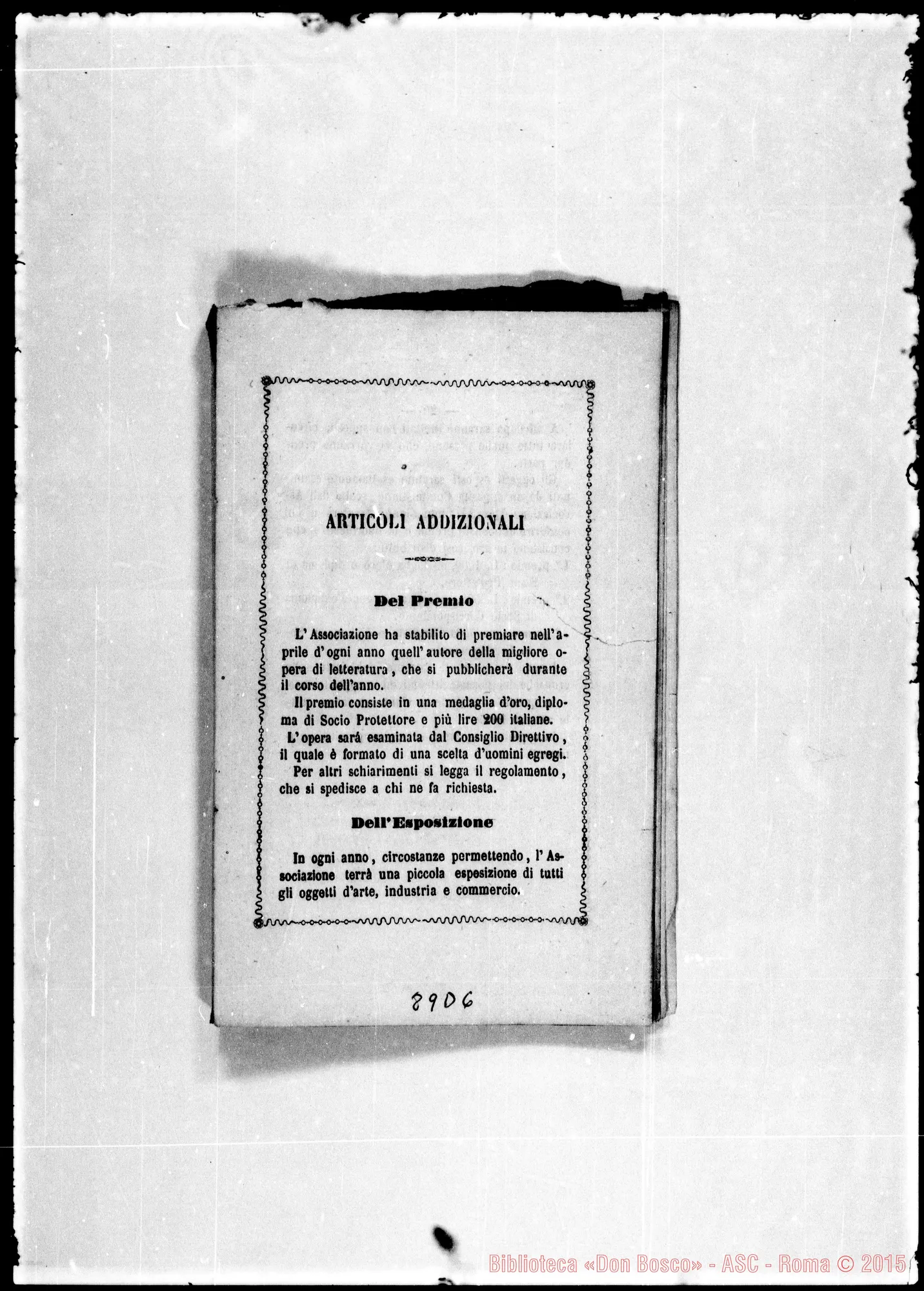 Fotogramma D 6 — Aggregazione alla Reale Associazione dei benemeriti italiani. Statuti (ASC 000112) 0005.- Don Bosco E i Protestanti (ASC 127)