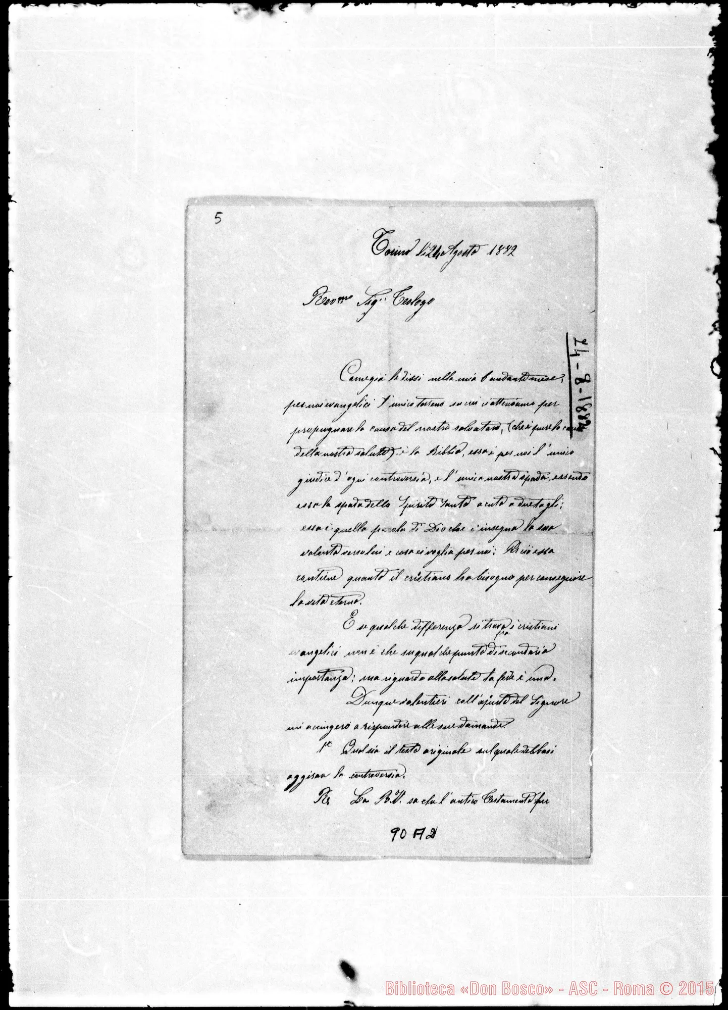 Fotogramma A 2 — Lettere: Davitte Maurizio-Sg. Teologo