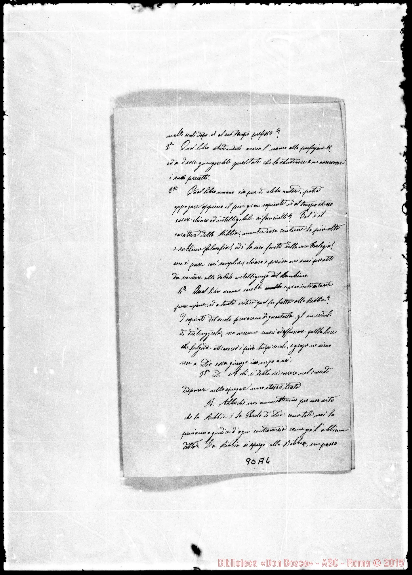Fotogramma A 4 — Lettere: Davitte Maurizio-Sg. Teologo