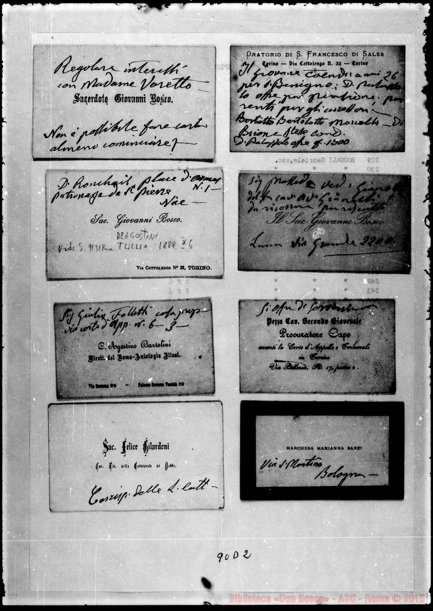 Fotogramma D 2 — Autografi di Don Bosco su biglietti di visita