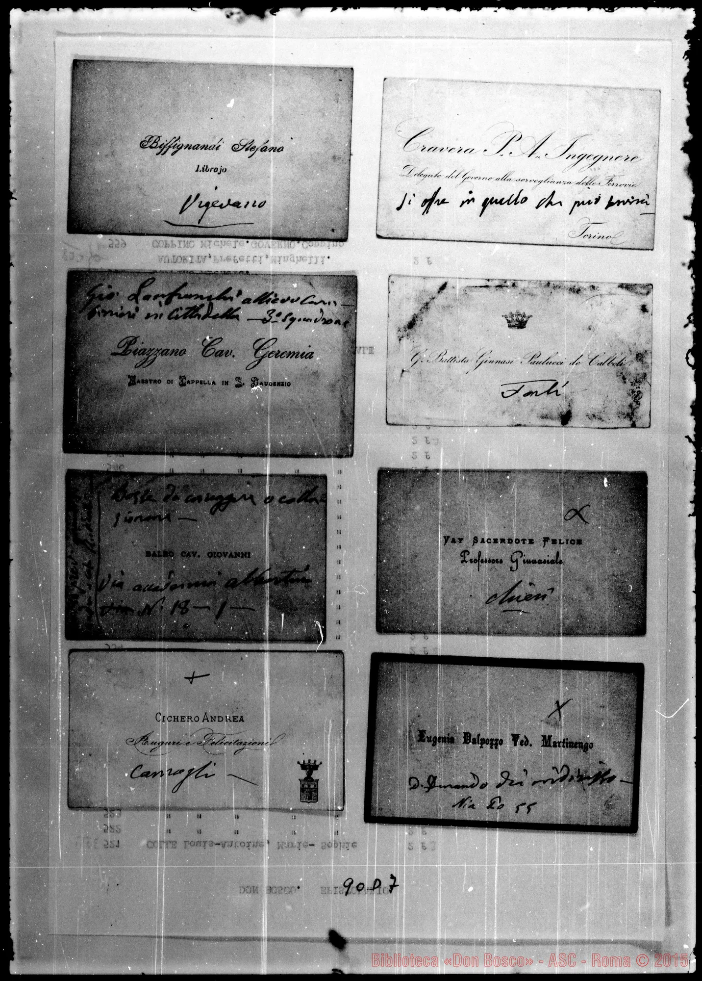 Fotogramma D 7 — Autografi di Don Bosco su biglietti di visita
