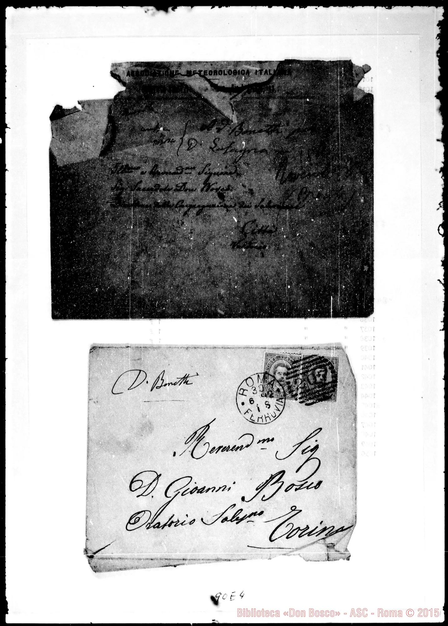 Fotogramma E 4 — Autografi di Don Bosco su buste