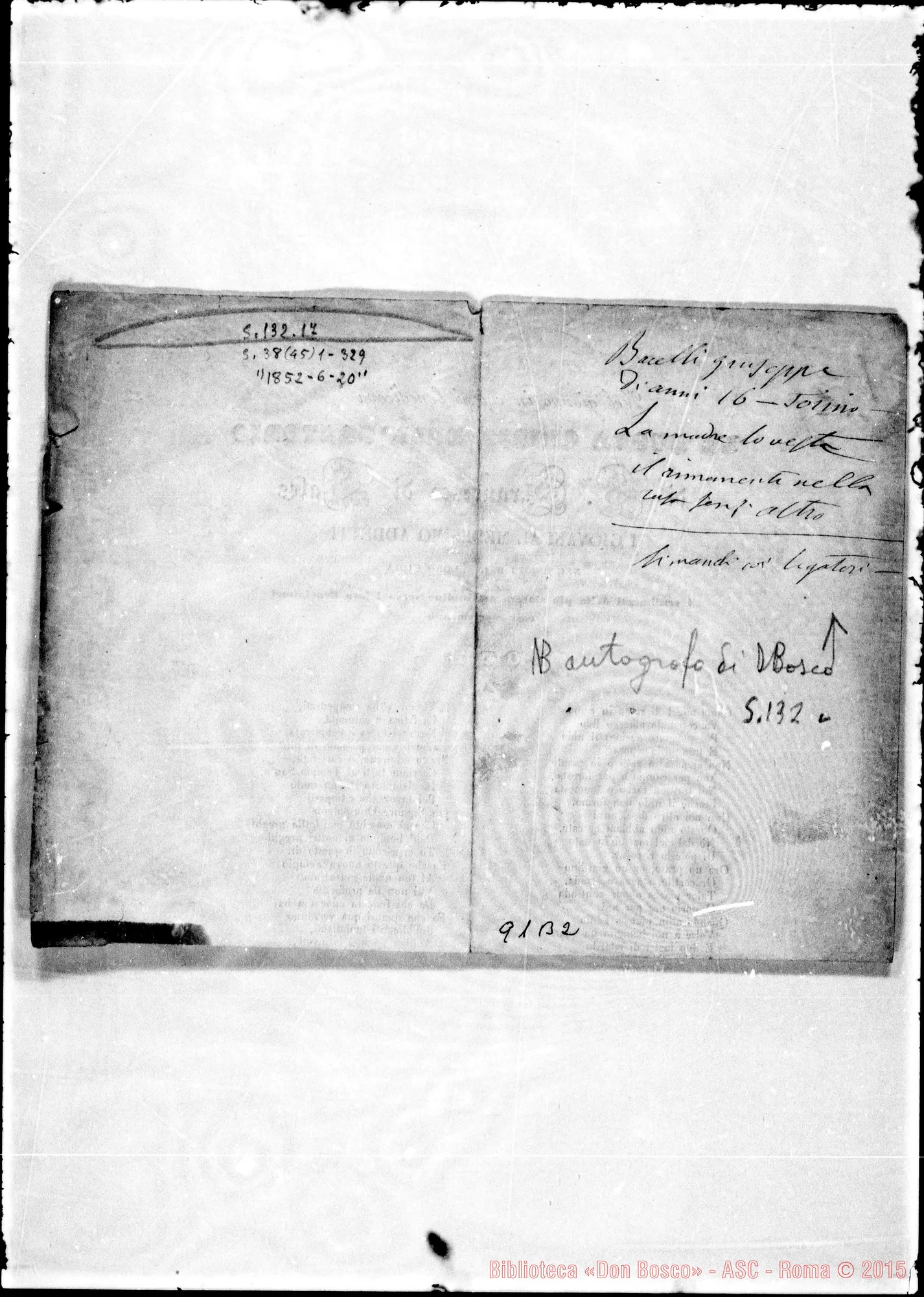 Fotogramma B 2 — (ASC 132) sul nome «autografi-stampati». Autografi su stampati 2.- Autorità (ASC 112)