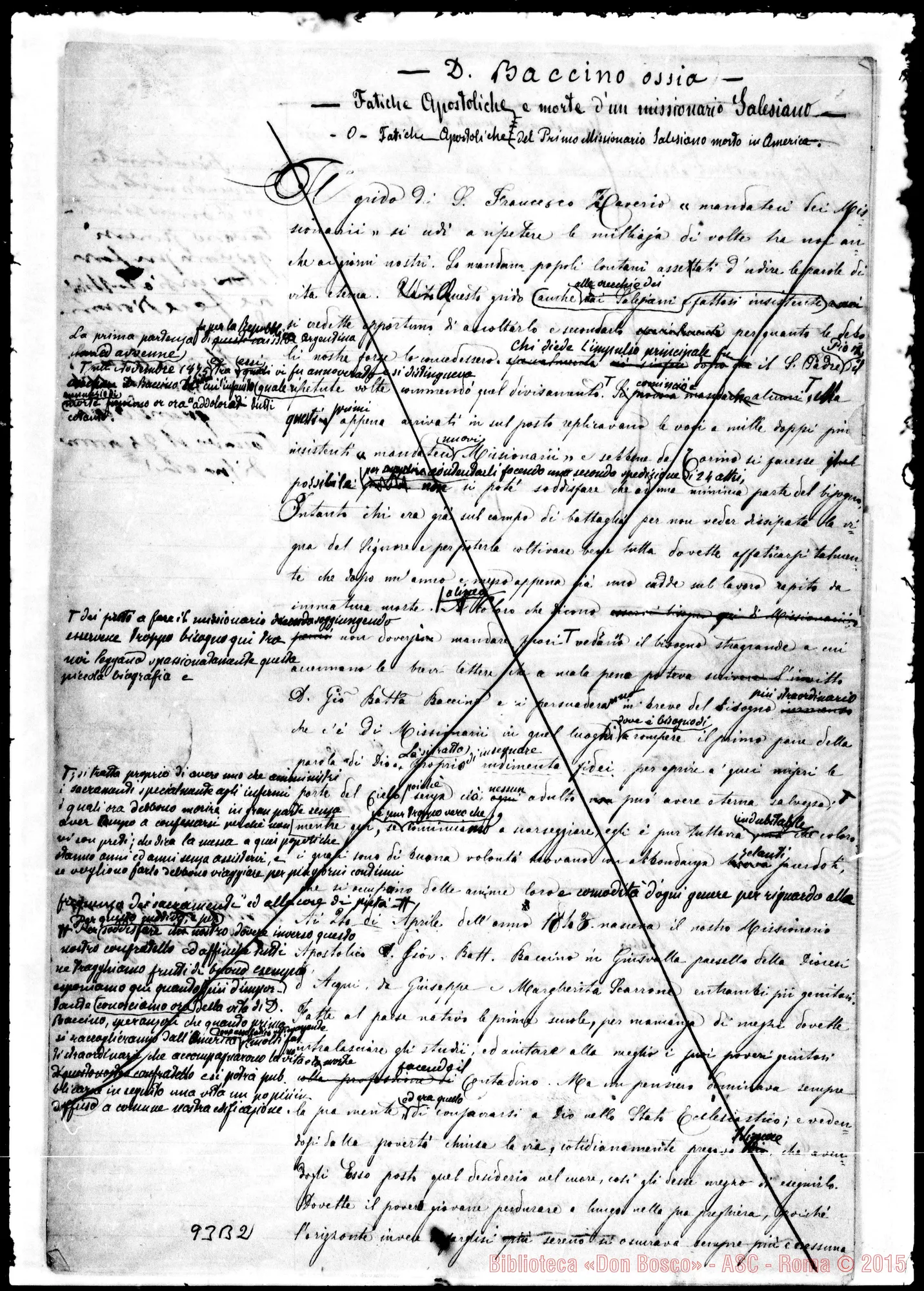 Fotogramma B 2 — Breve biografia. Ms. con correzioni Bosco