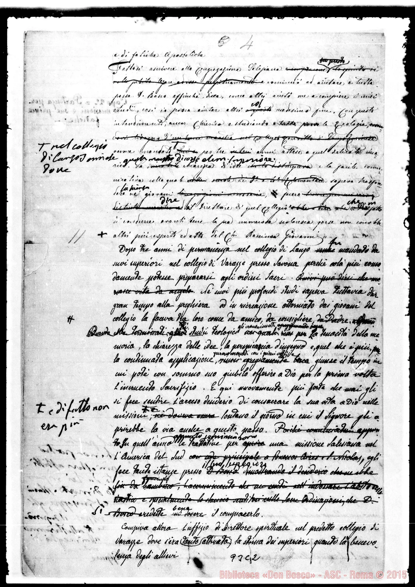 Fotogramma C 2 — Breve biografia. Ms. con correzioni Bosco