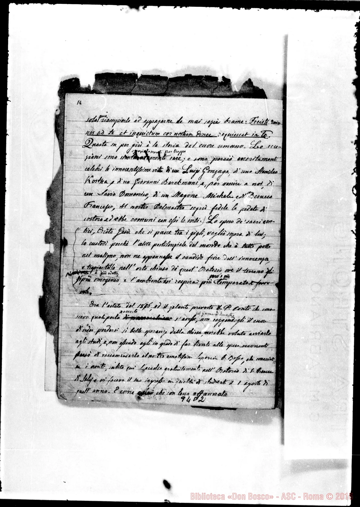 Fotogramma D 2 — Del Mastro (f 1879). Biografia in doppia redazione