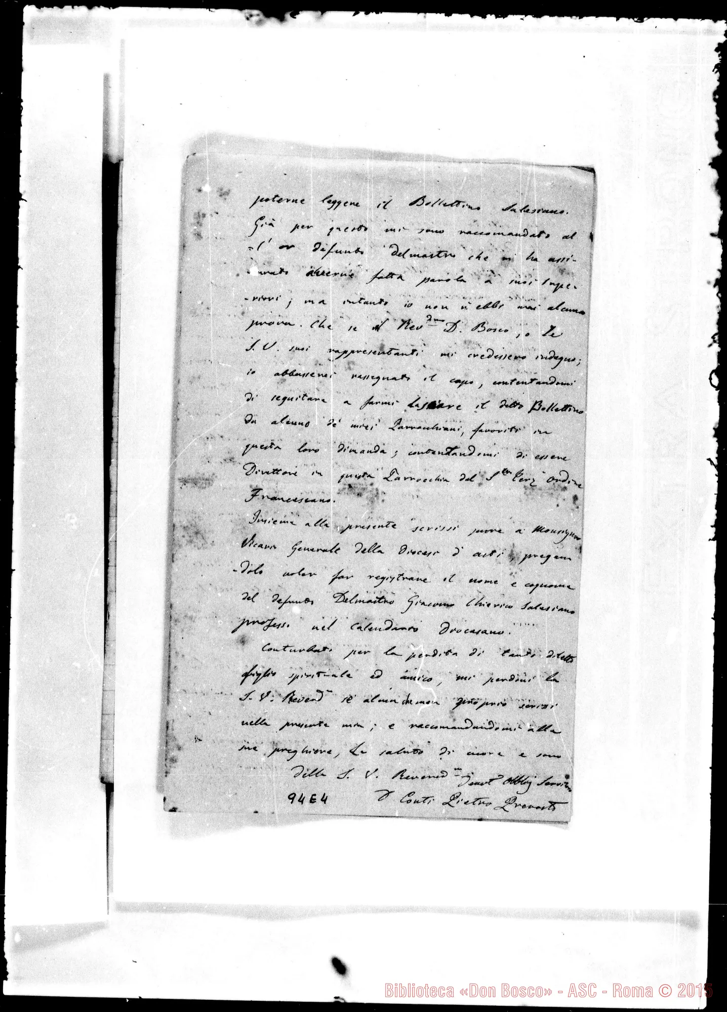 Fotogramma E 4 — Del Mastro (f 1879). Biografia in doppia redazione