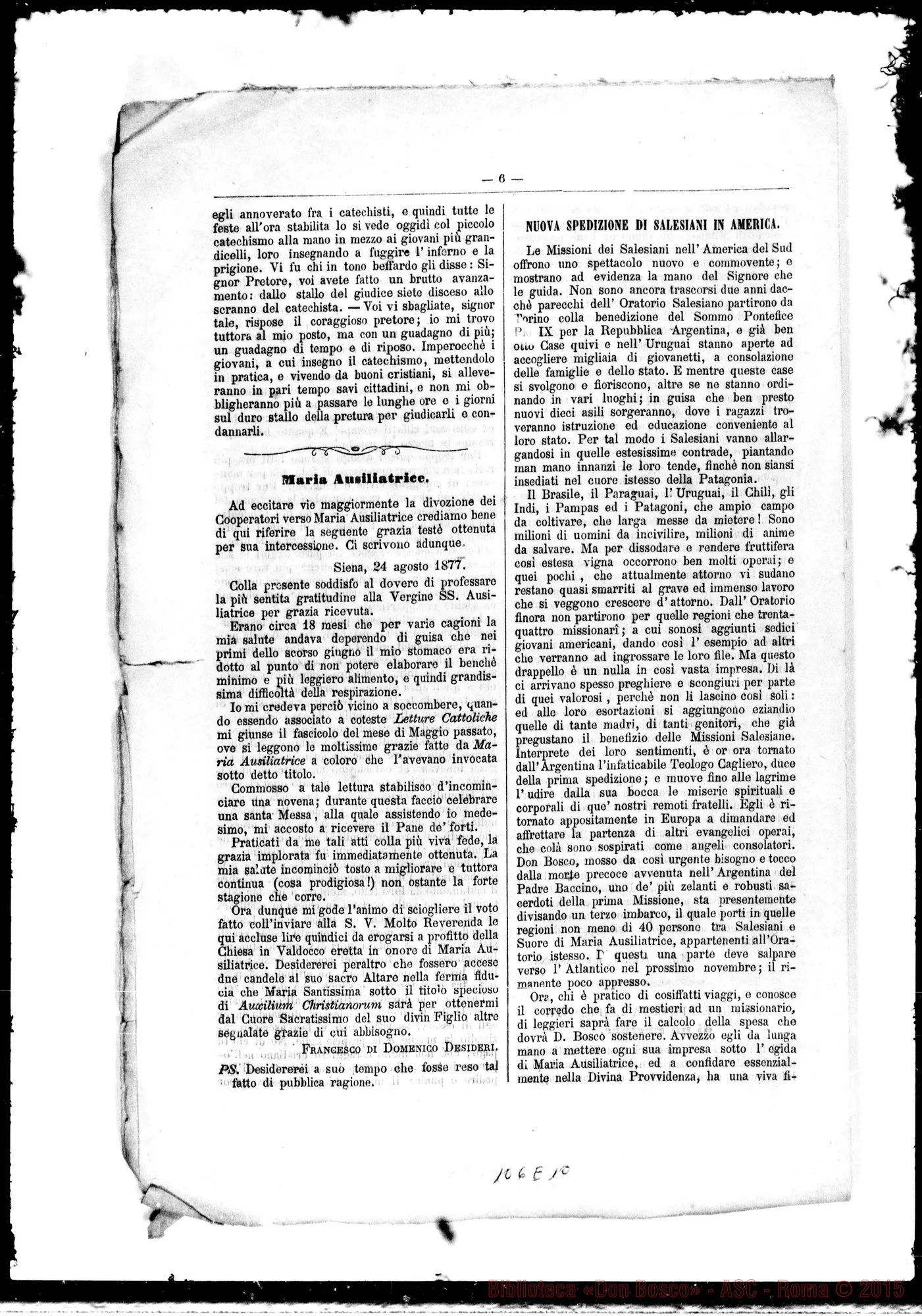 Fotogramma E 10 — Bollettino Salesiano: Numero 2, stampato