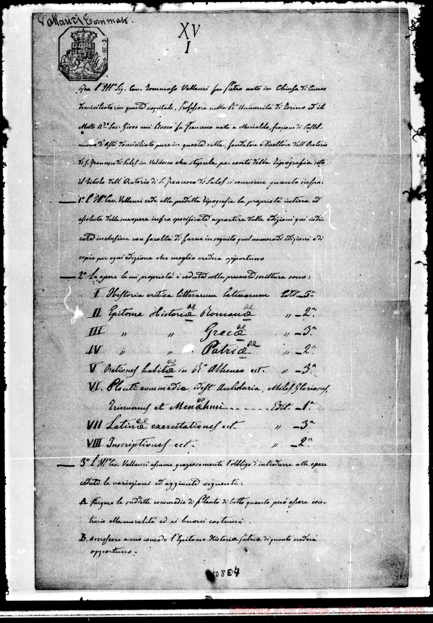 Fotogramma E 4 — Vallauri. Ms. con firma aut. Bosco