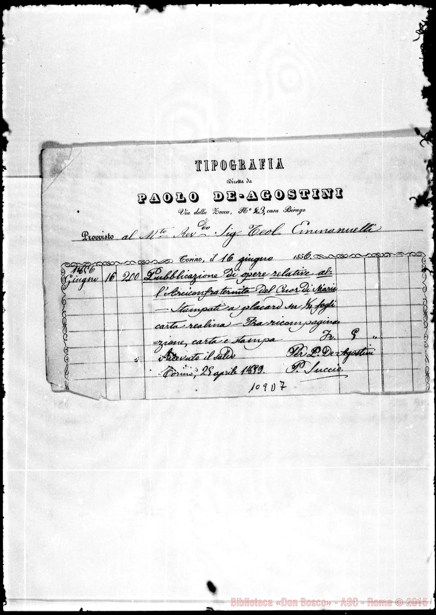 Fotogramma D 7 — Provveditori: De Agostino. Ms. diversi con rendiconti E fatture