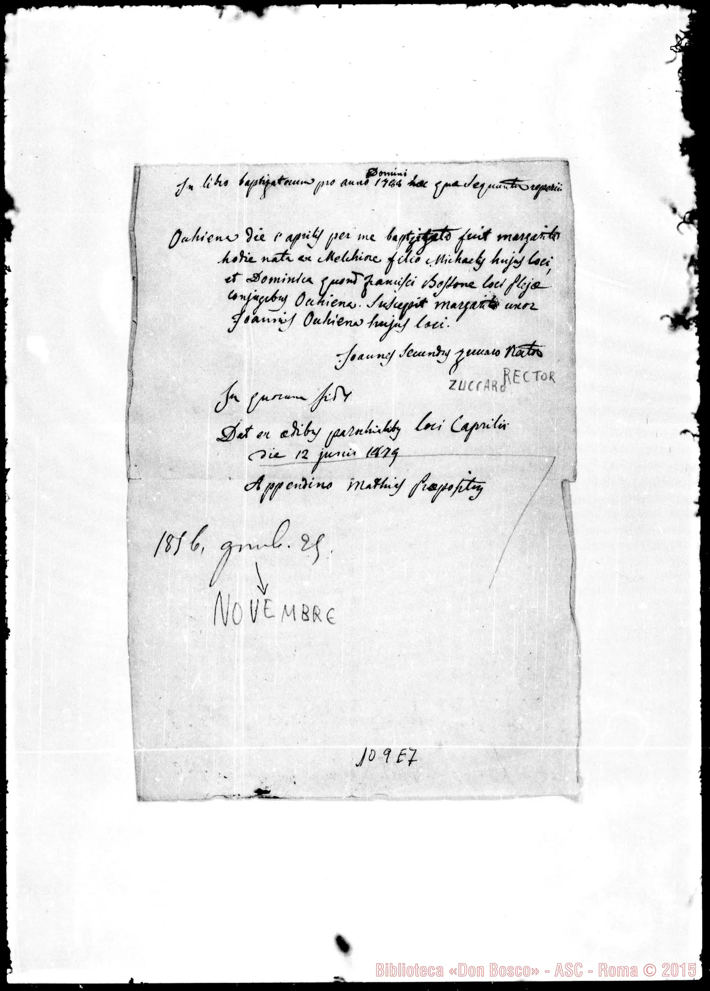 Fotogramma E 7 — Atto di Battesimo di Mamma Margherita