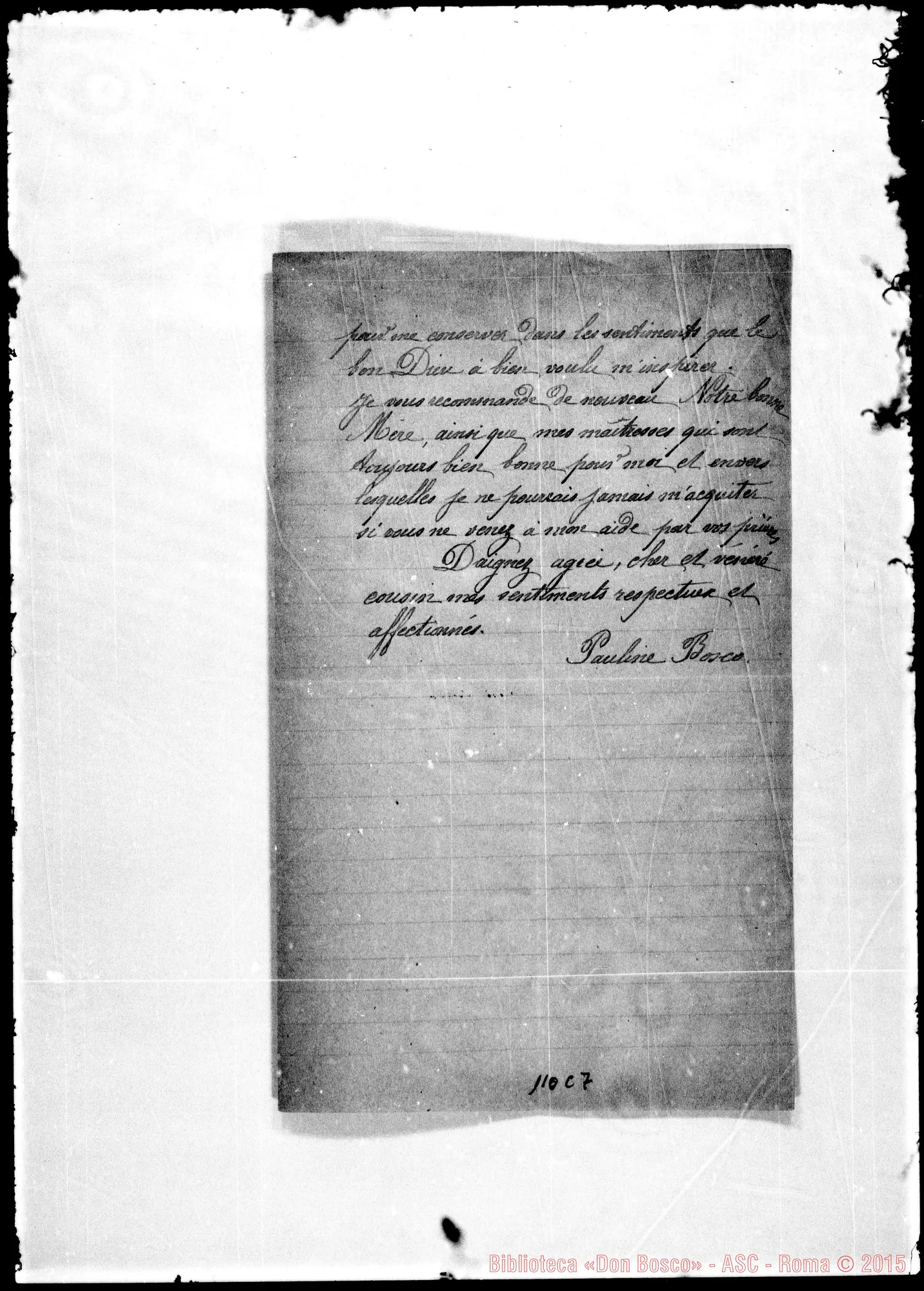 Fotogramma C 7 — Lettera: Pauline Bosco-Bosco. 1887