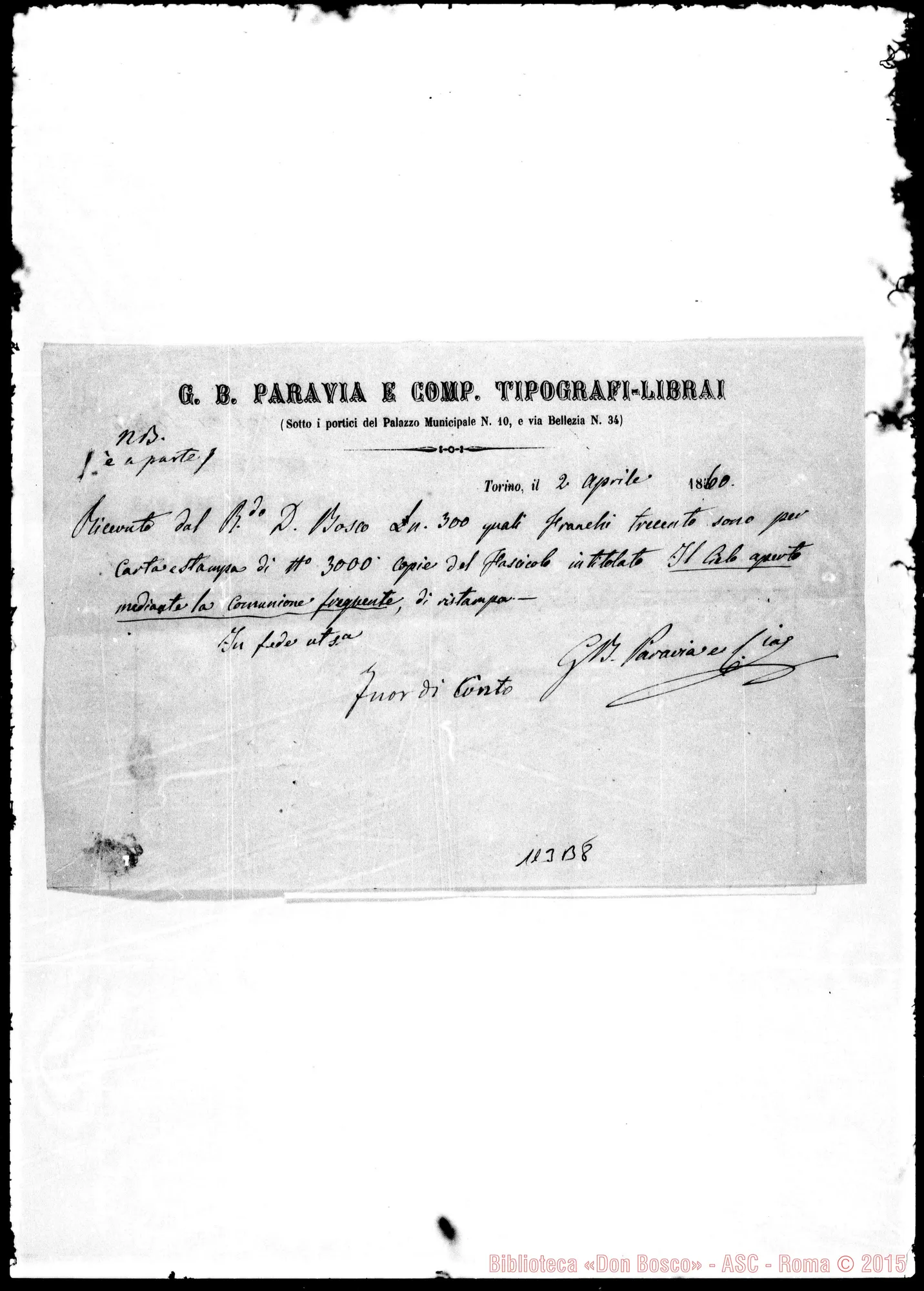 Fotogramma B 8 — Paravia: tipografia E Libreria editrice Cfr. anche: Contratti (109 D 12)