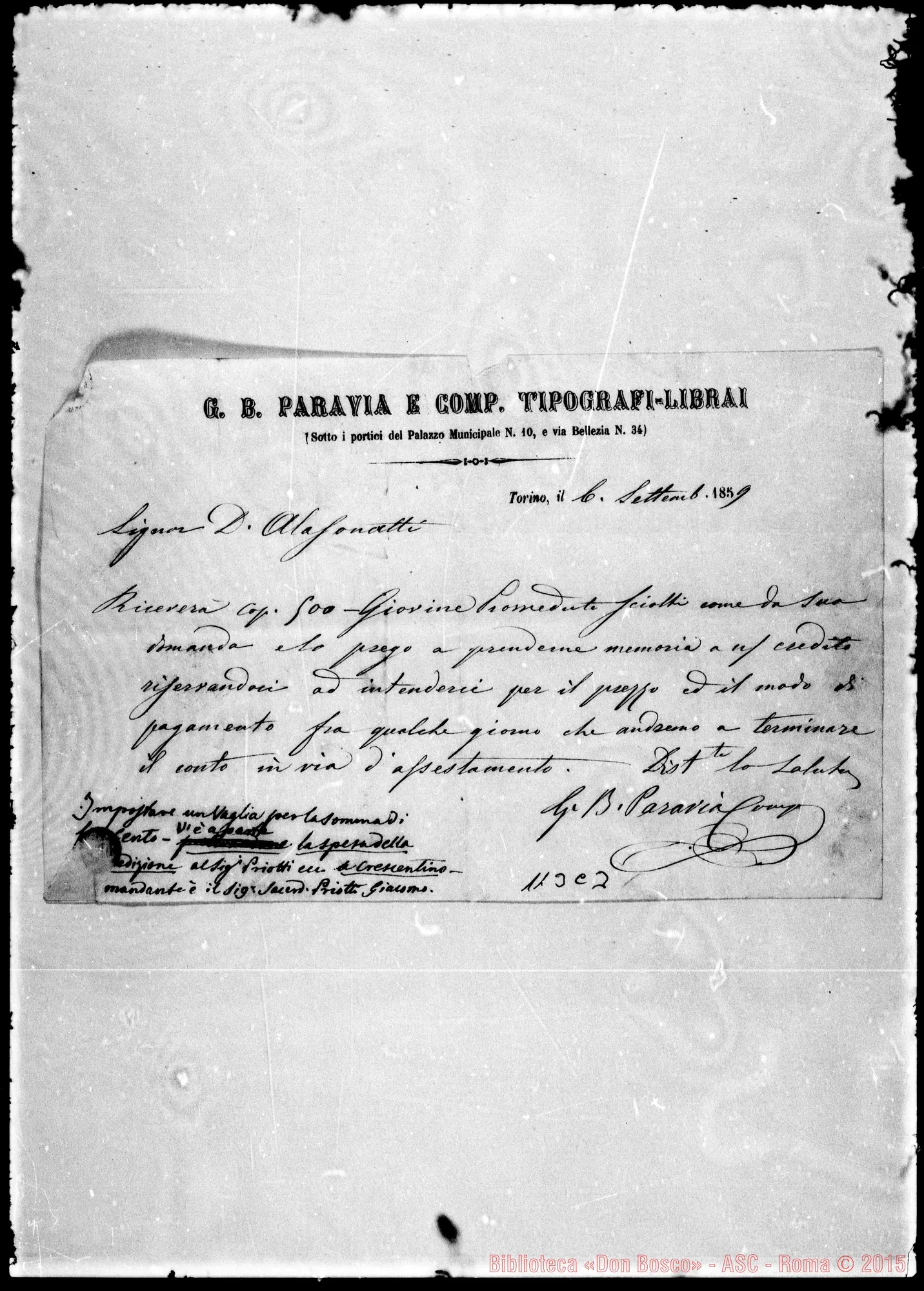 Fotogramma C 3 — Paravia: tipografia E Libreria editrice Cfr. anche: Contratti (109 D 12)
