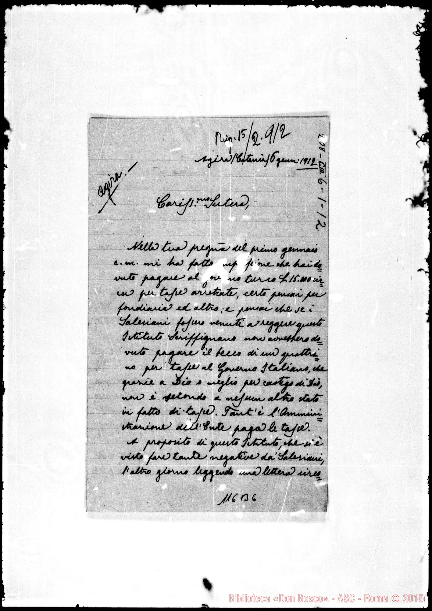 Fotogramma B 6 — Agira: Corrispondenza: Contessa, F.G.-Sutera
