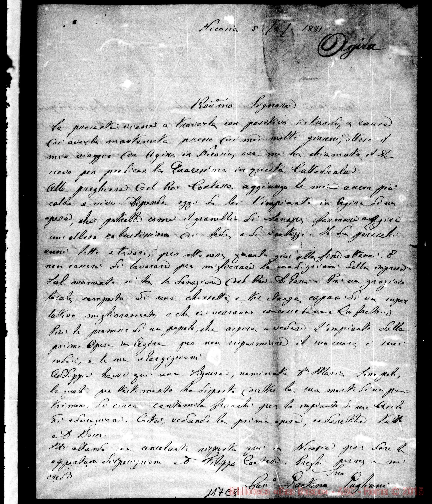 Fotogramma C 8 — Contessa-Durando. Acclusa lettera di Pagliani