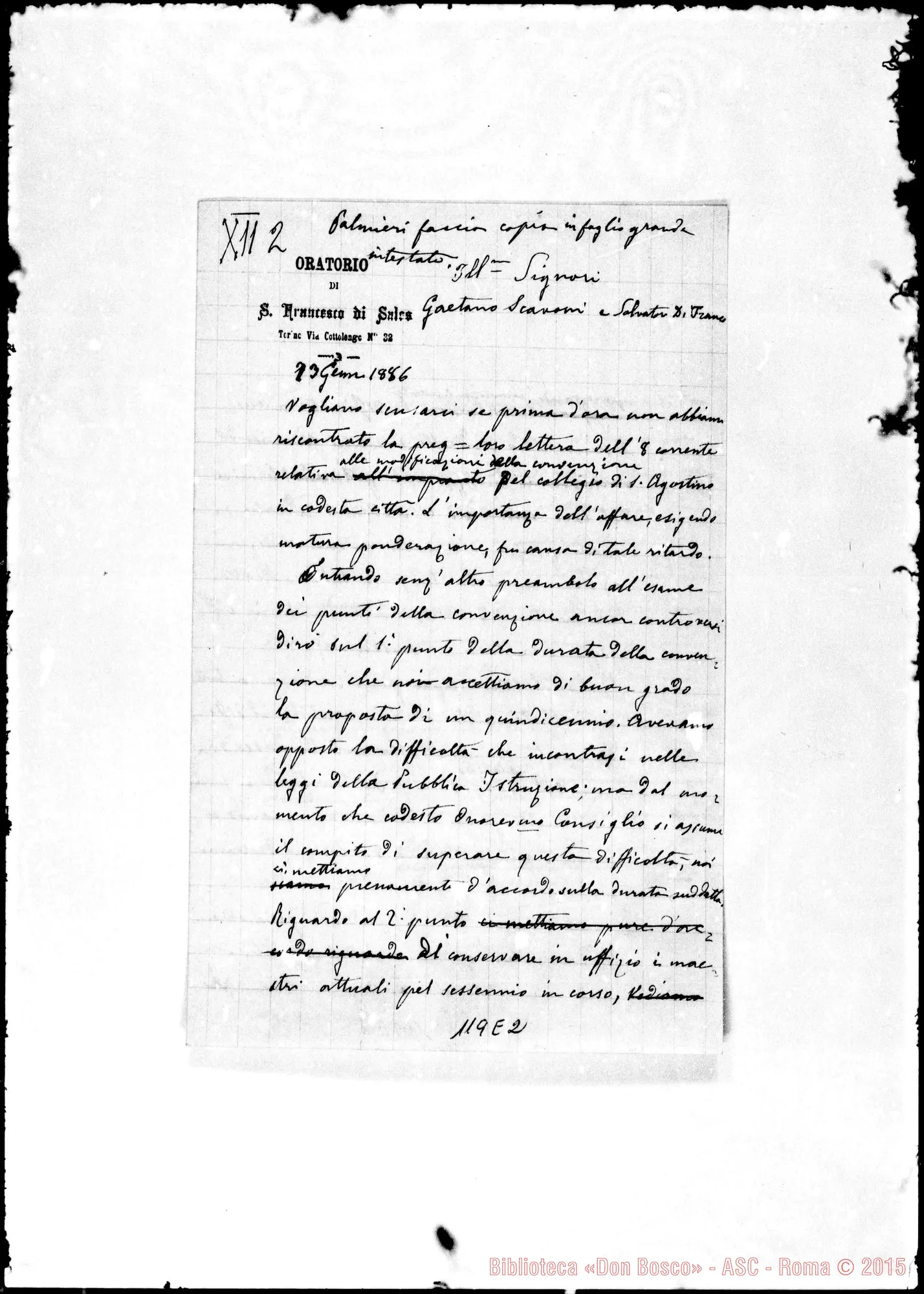 Fotogramma E 2 — Bosco E Rua-Consiglieri Agira. Minuta di lettera