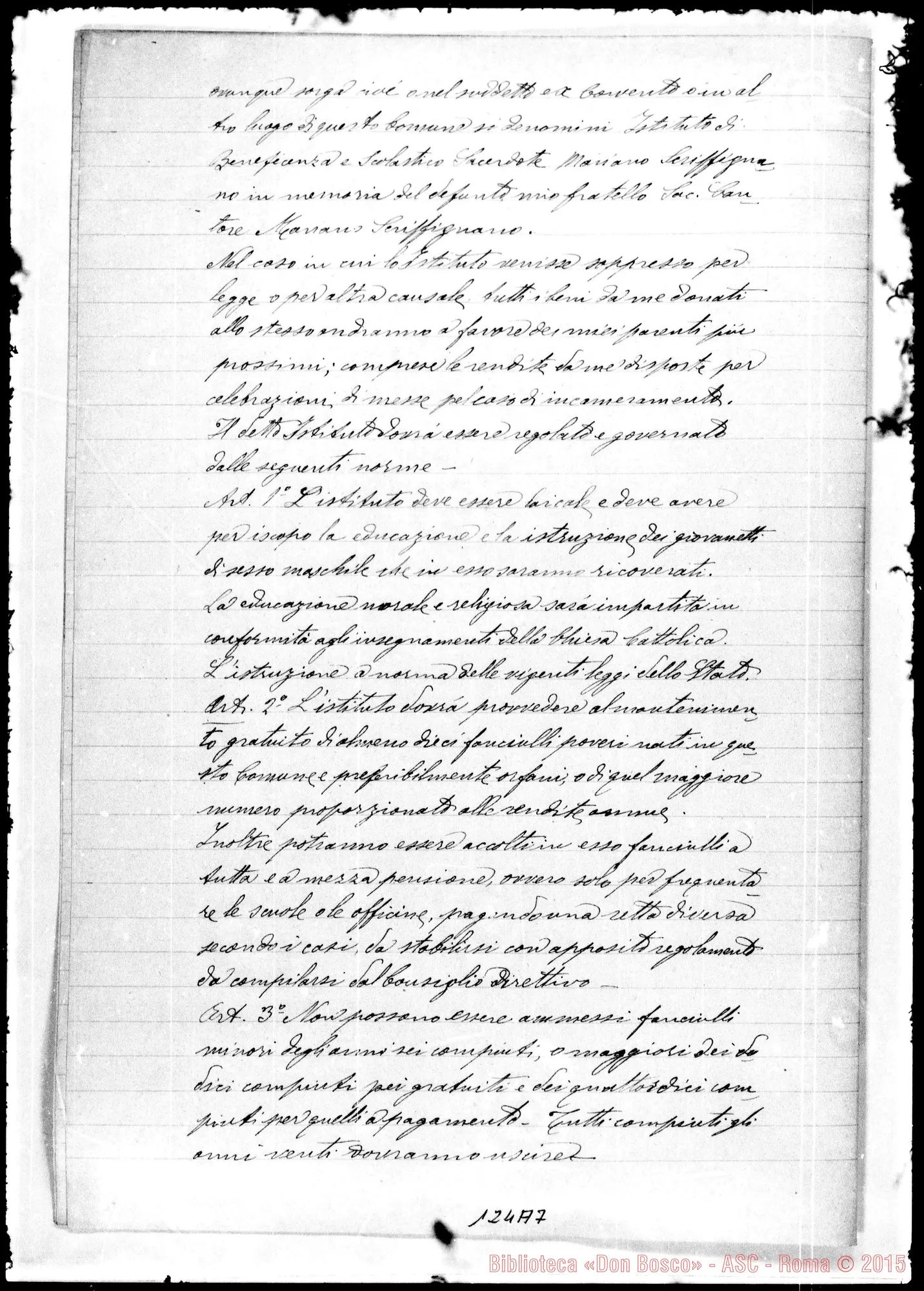 Fotogramma A 7 — Testamento della Sig. Maria Scriffignano. Ms.