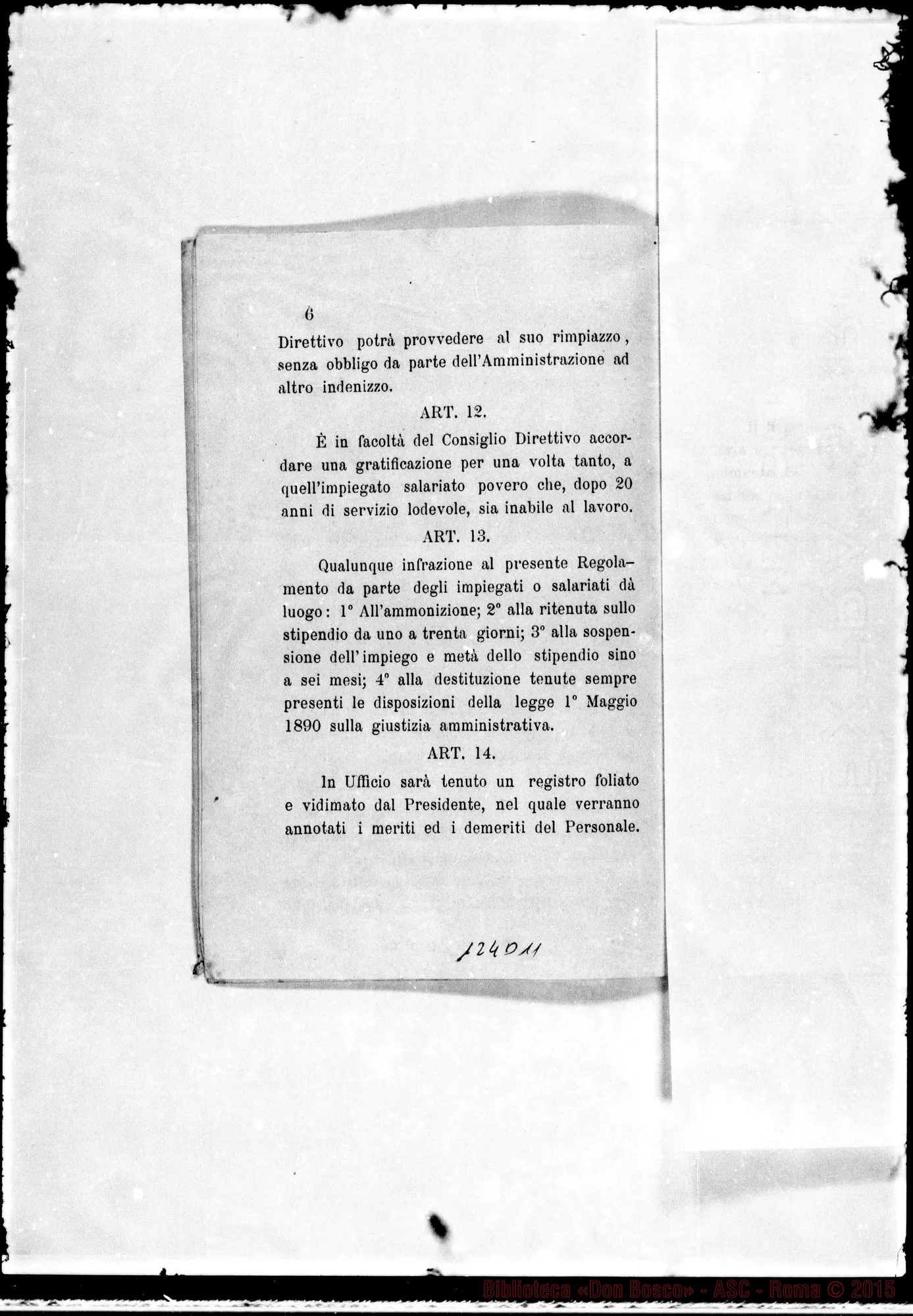 Fotogramma D 11 — Regolamento Organico
