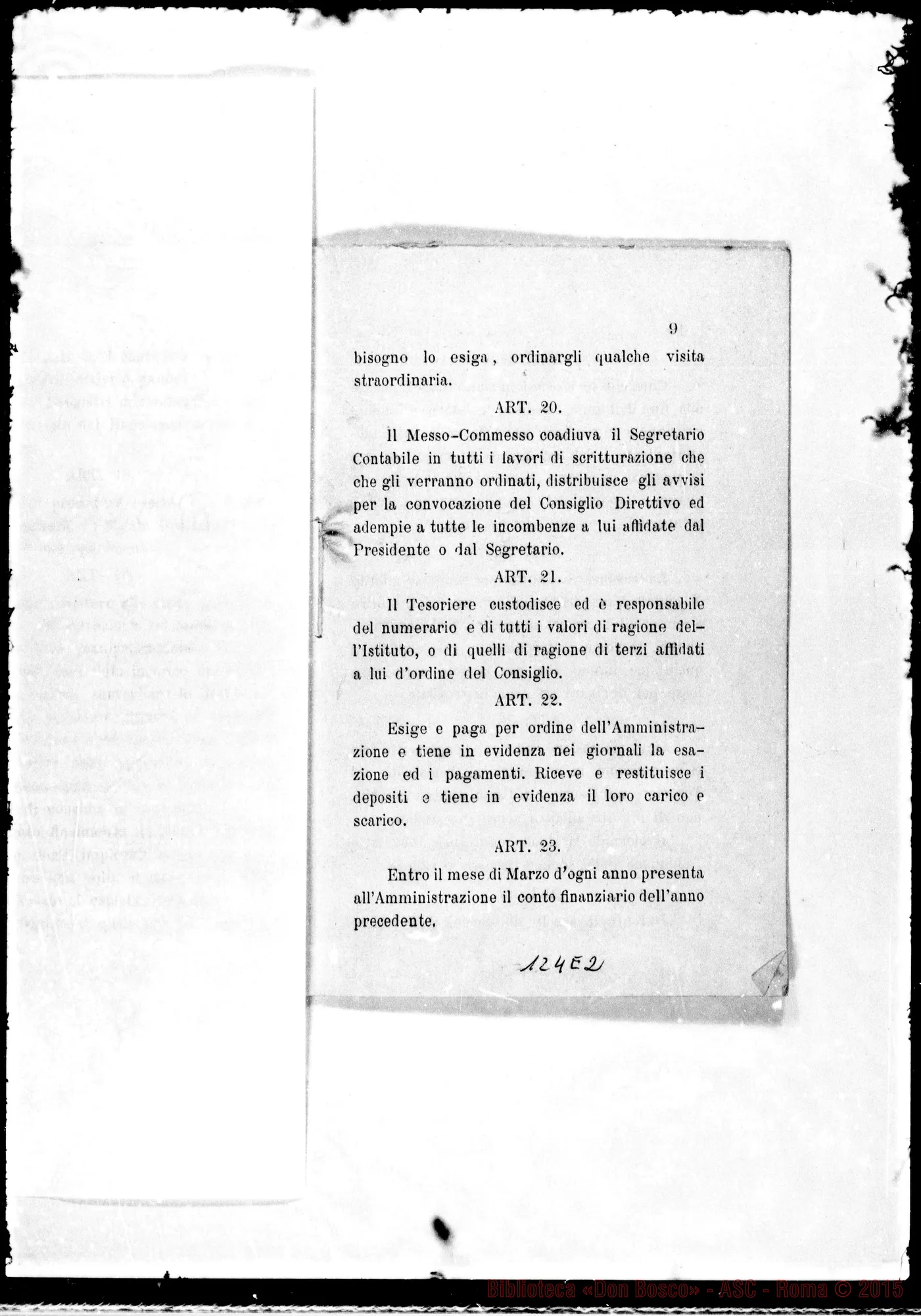 Fotogramma E 2 — Regolamento Organico