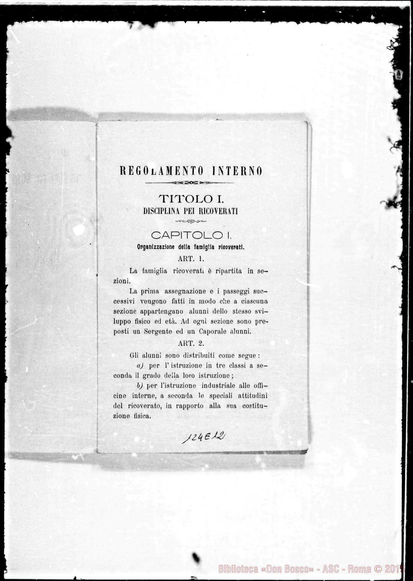 Fotogramma E 12 — Regolamento interno
