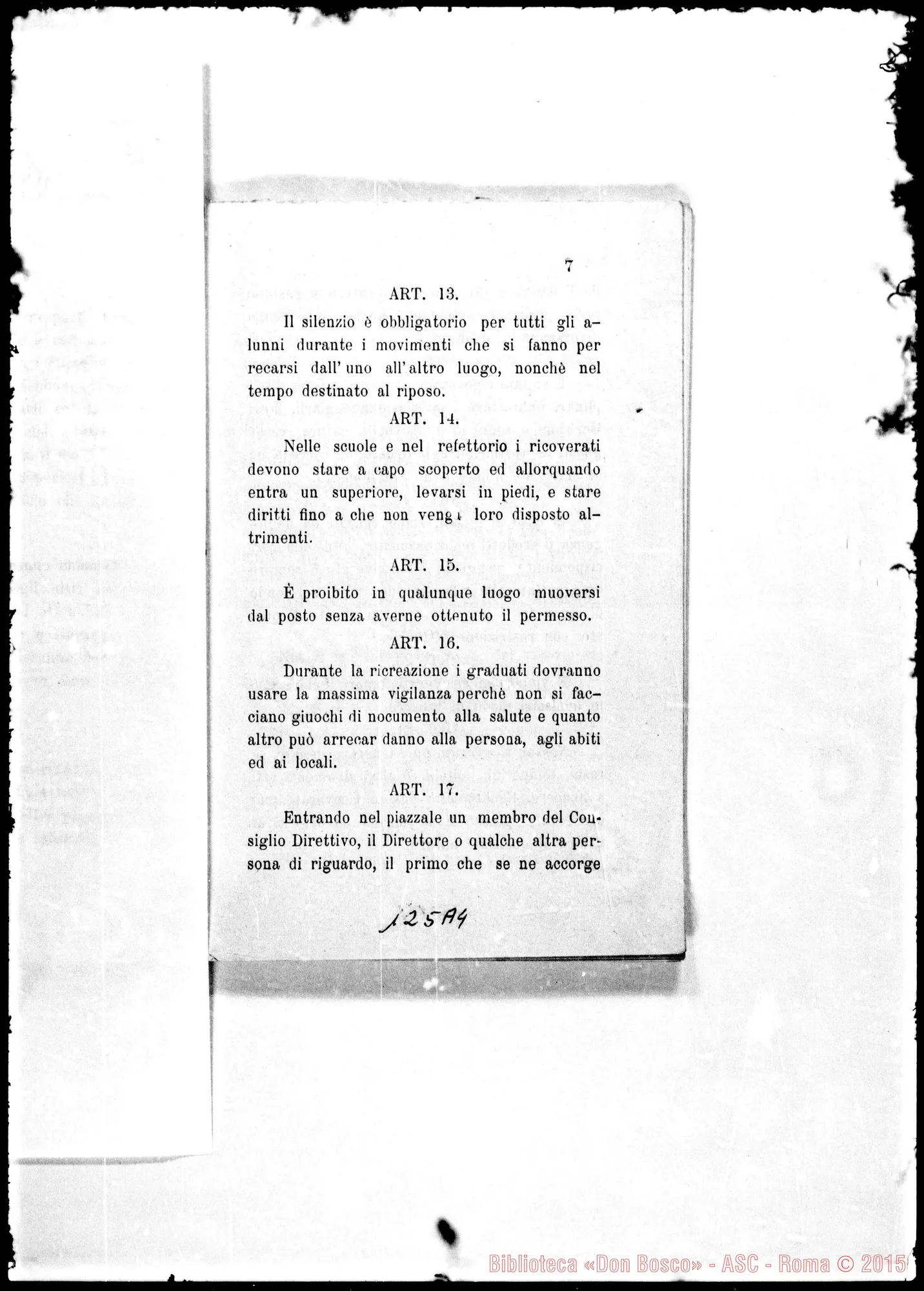 Fotogramma A 4 — Regolamento interno