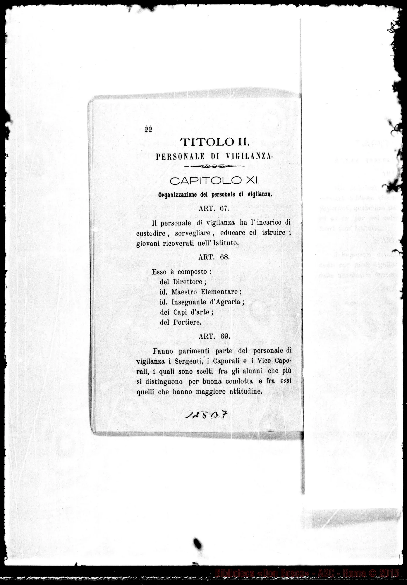 Fotogramma B 7 — Regolamento interno