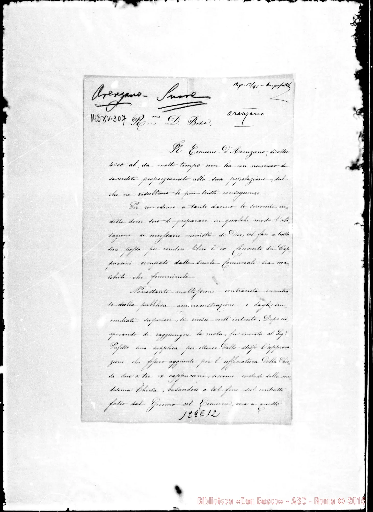 Fotogramma E 12 — Arenzano: Corrispond.: Sindaco-Bosco