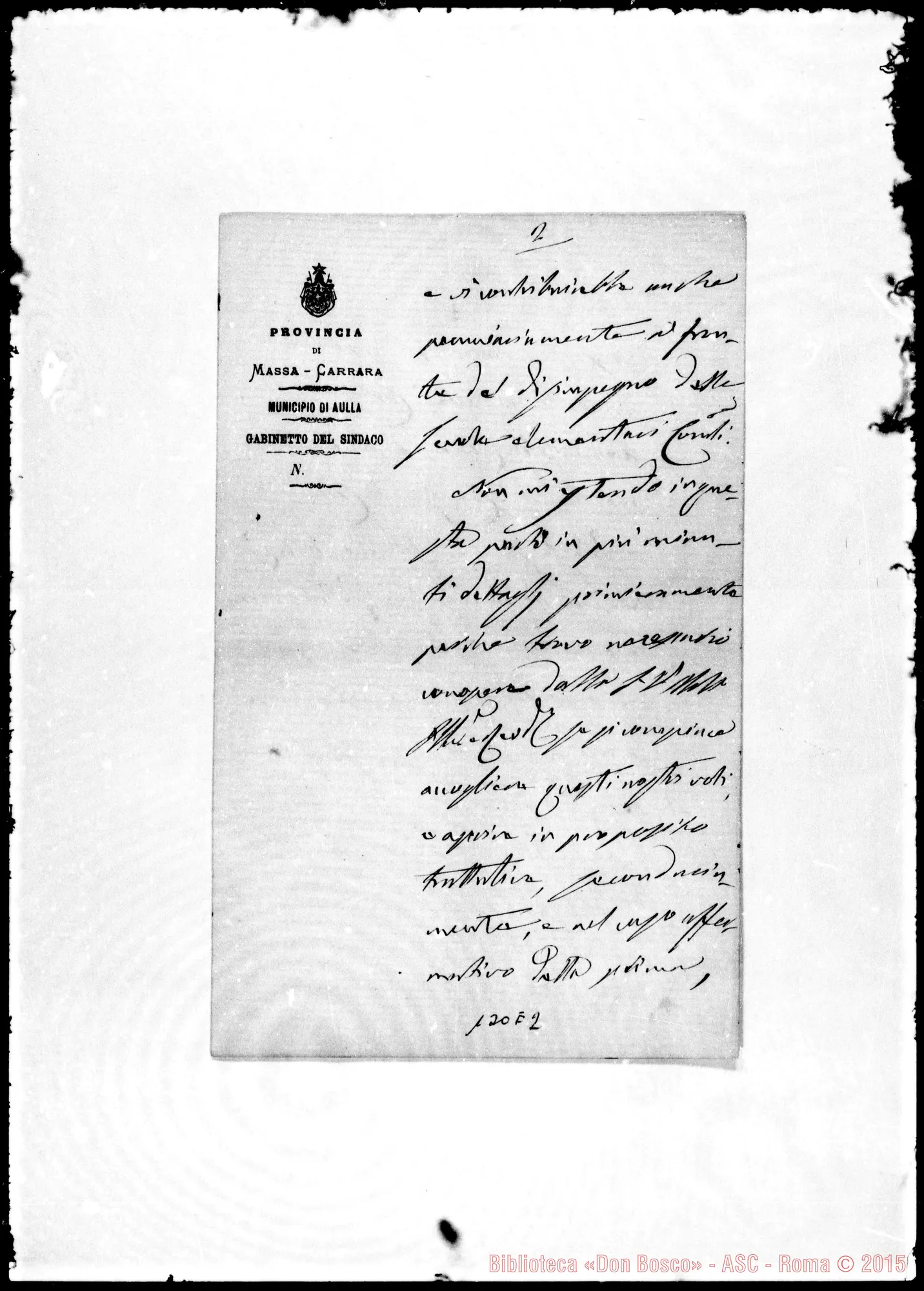 Fotogramma E 2 — Aulla: Corrispond.: Eugenio Besti-Signore