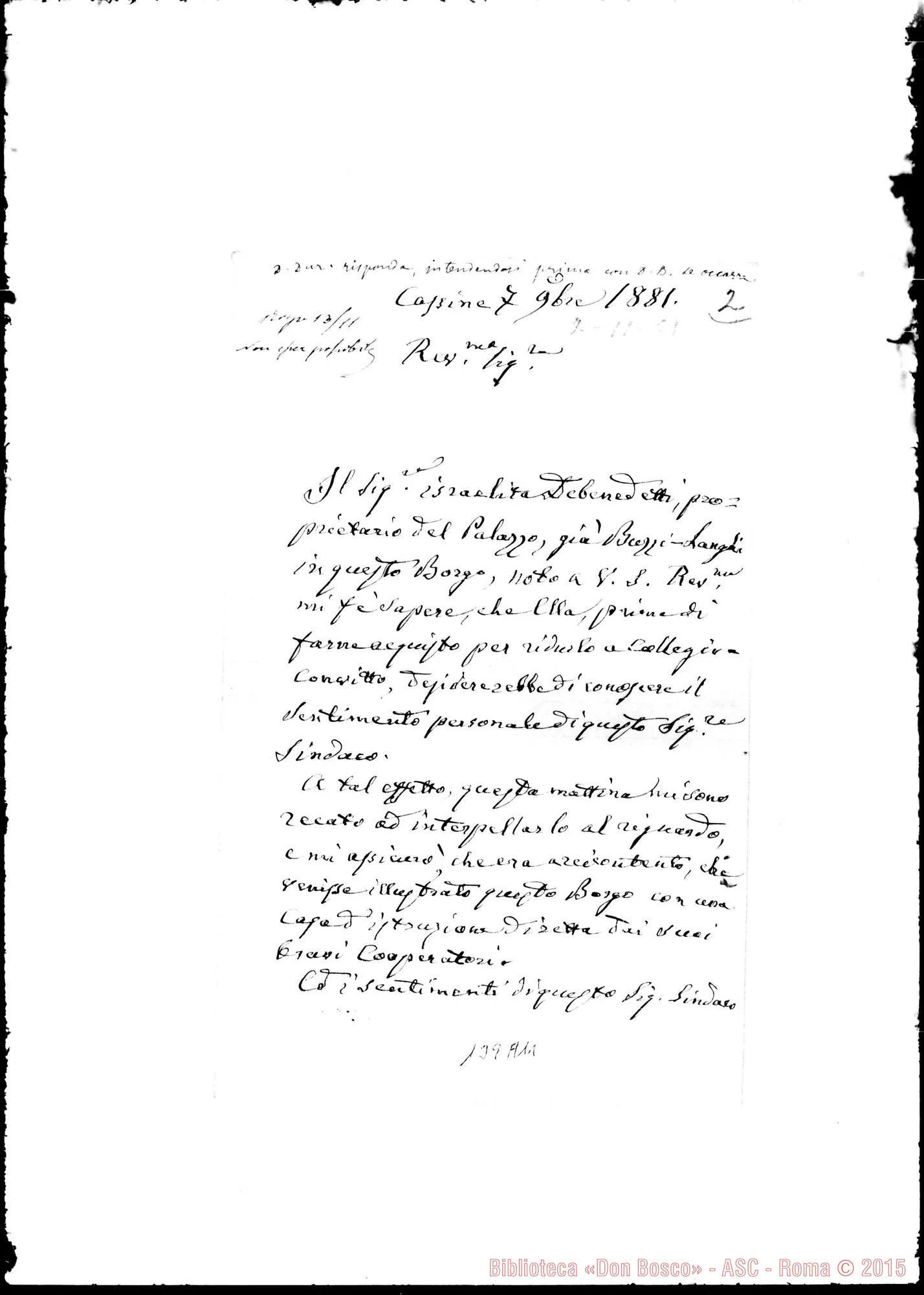 Fotogramma A 11 — Gioanni, arciprete-Rev.do Signore