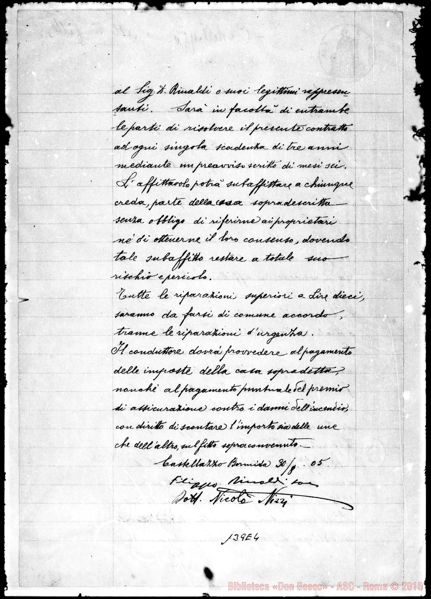 Fotogramma E 4 — Scrittura privata tra Rinaldi-Giuseppe Molinari
