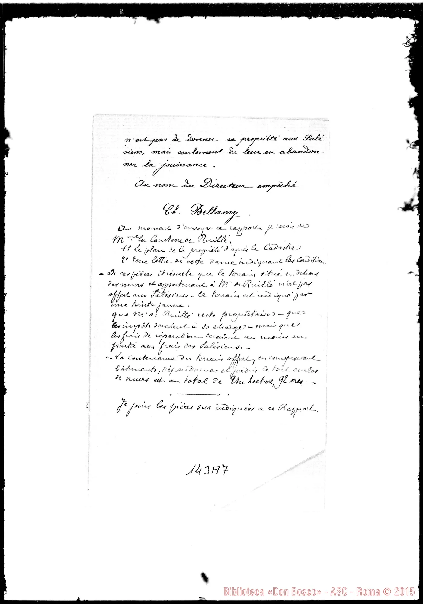 Fotogramma A 7 — Rapport sur la proprieté, dite Chateau de Danisy…