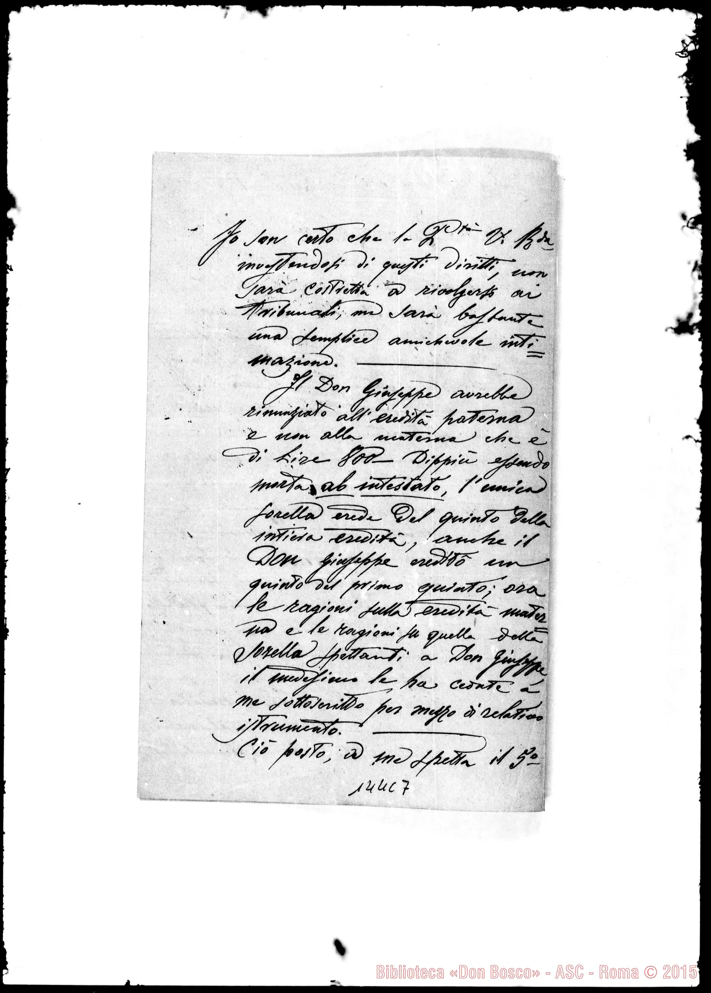 Fotogramma C 7 — Chiusa di Pesio: Corrispond.: B. Sebastiano-Molto Rev.do Padre