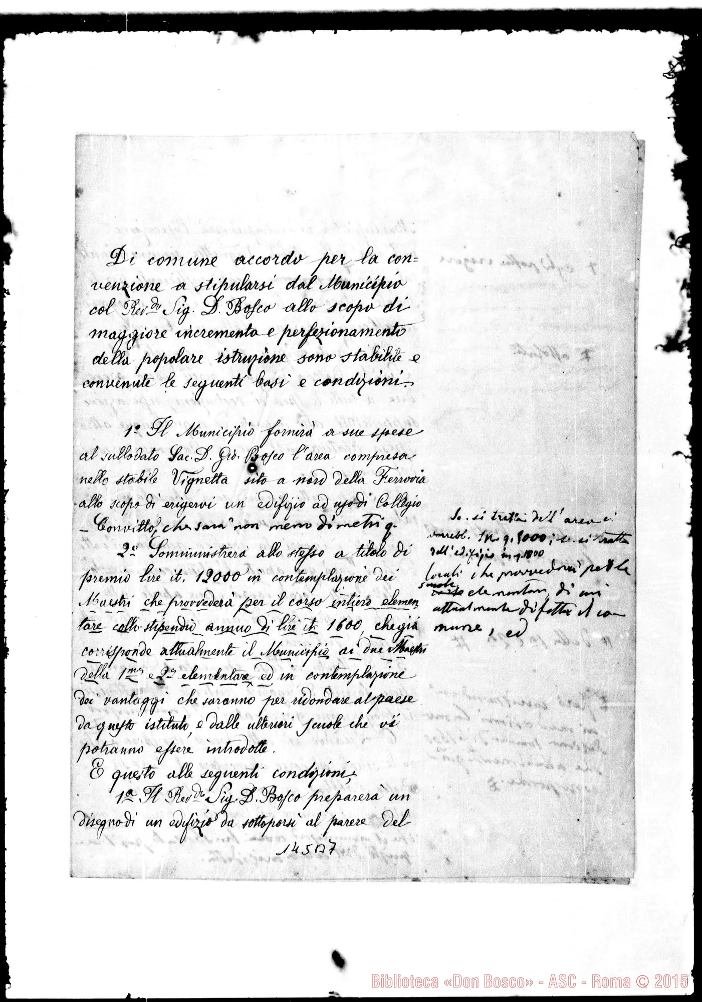 Fotogramma B 7 — Convenzione. Diverse note autogr. Bosco