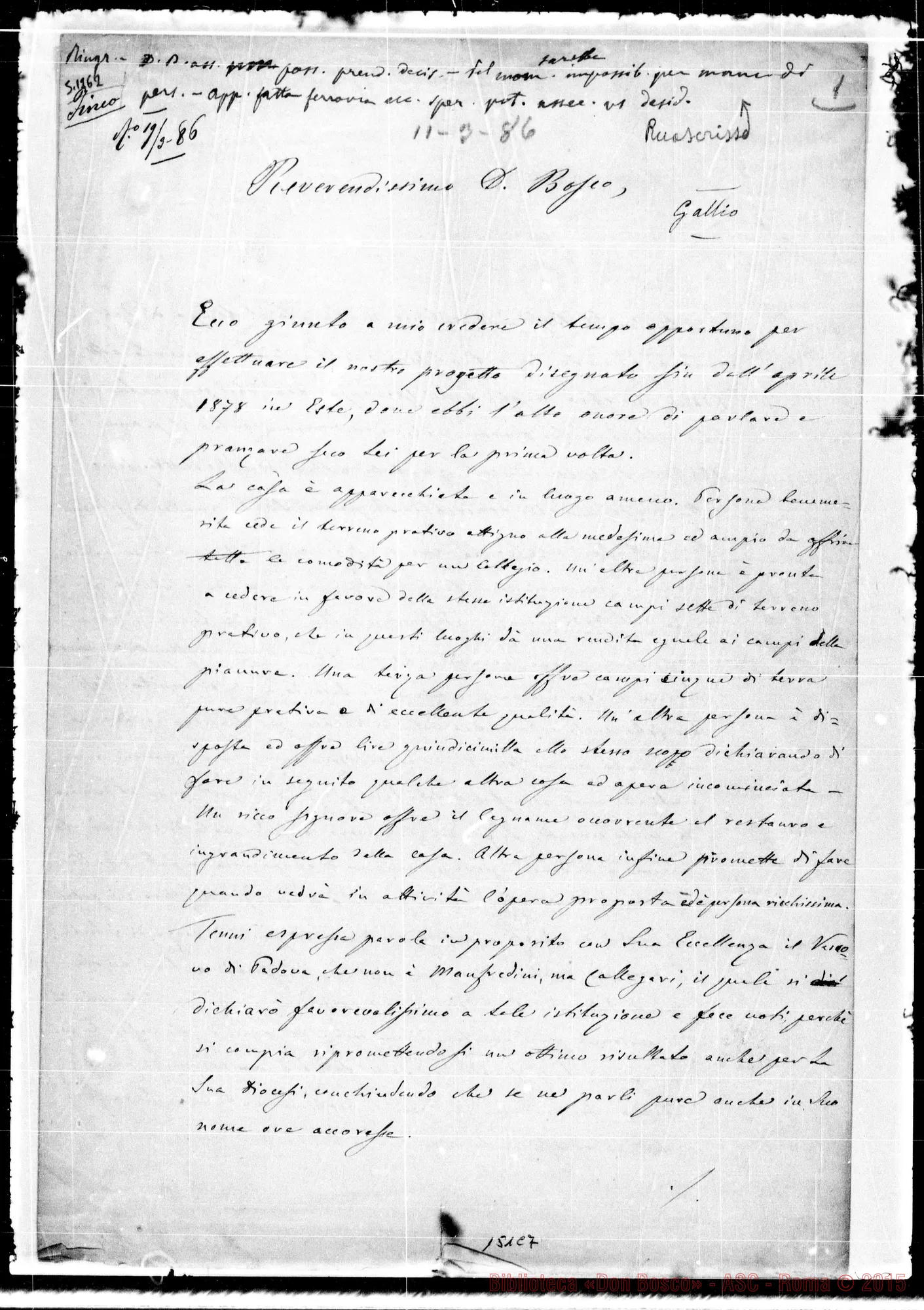 Fotogramma C 7 — Gallio: Corrispond.: Gaetano, vesc.-Bosco