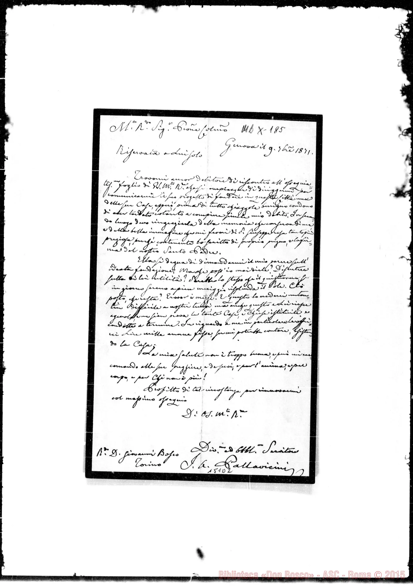 Fotogramma D 2 — Genova: Corrispond.: Pallavicini-Bosco
