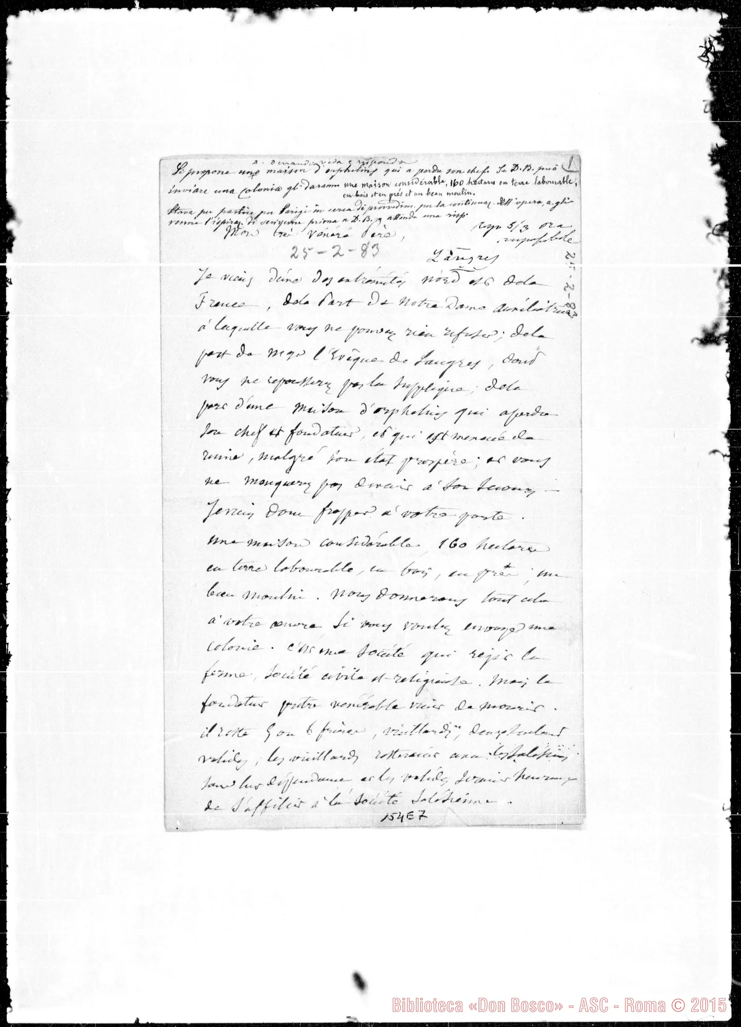 Fotogramma E 7 — Langres: Corrispond.: Guillamont-Mon Vénéré Pére