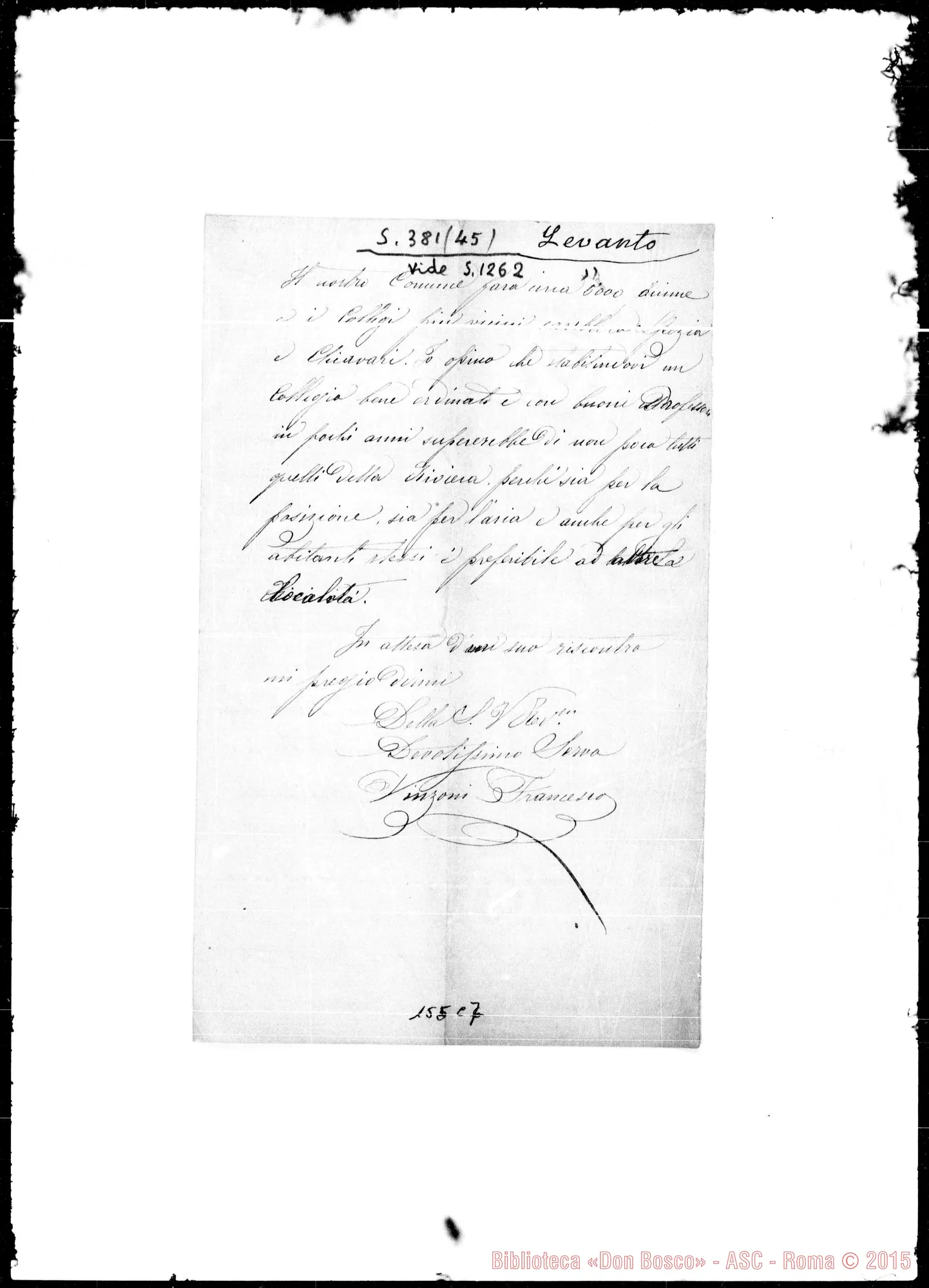 Fotogramma C 7 — Vinzoni Francesco-Rev.mo Signore
