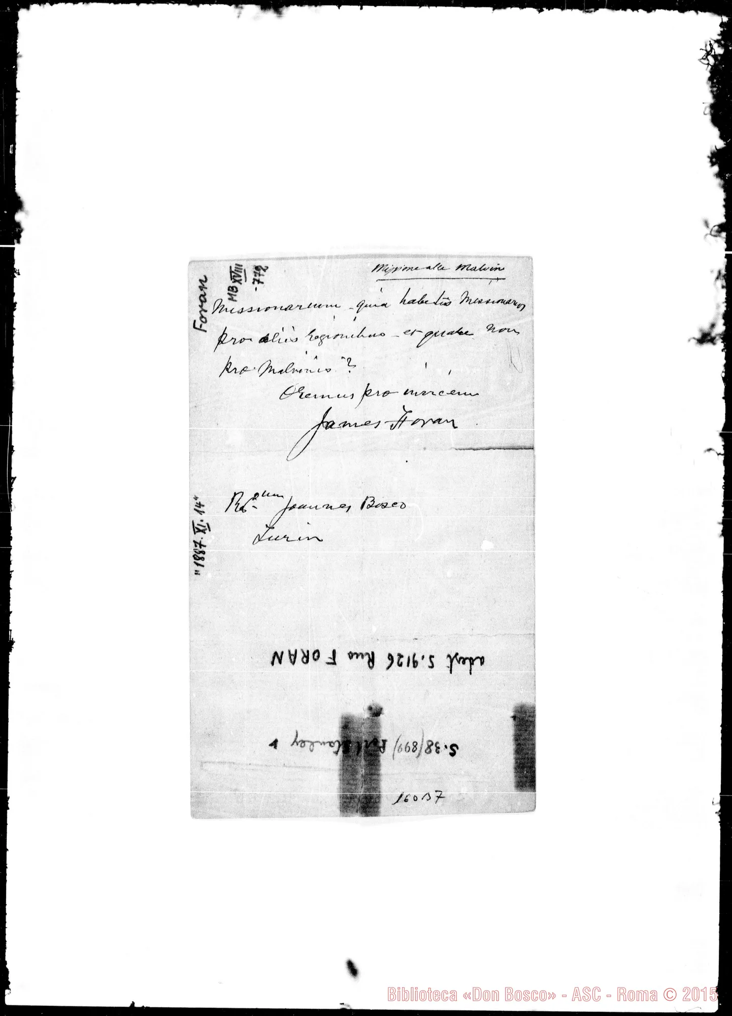 Fotogramma B 7 — Malvine: Corrispond.: James H.-Bosco