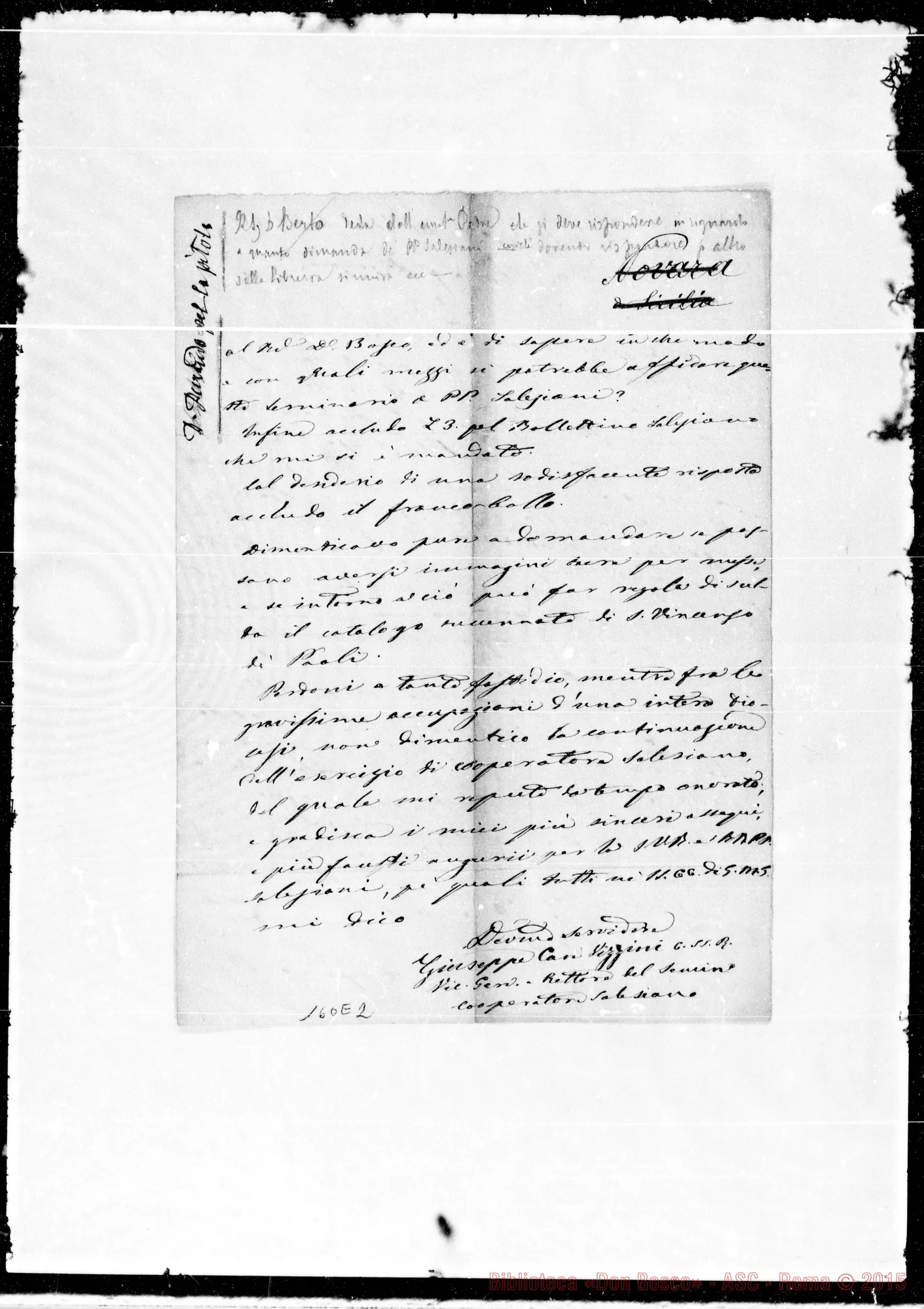 Fotogramma E 2 — Mazzara: Corrispond.: Giuseppe Can. Vizzini-Bosco