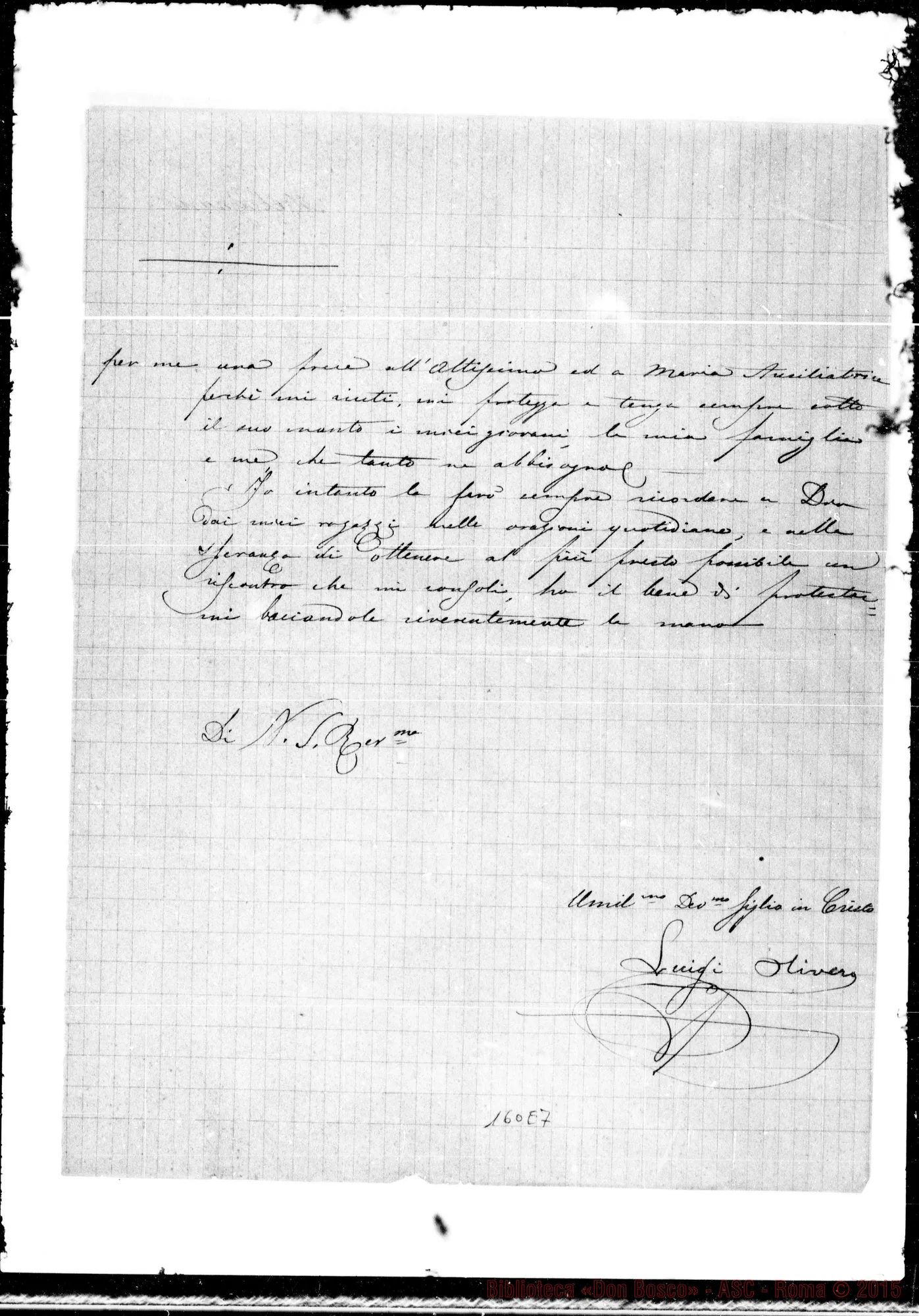 Fotogramma E 7 — Melegnano: Corrispond.: Luigi Olivero-Rev.mo Padre