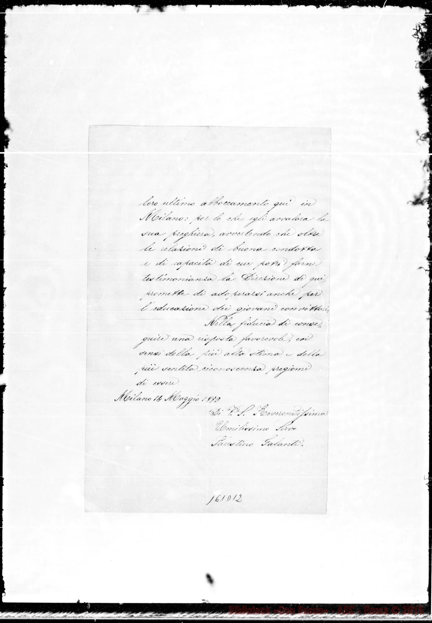 Fotogramma D 12 — Faustino Galanti-Rev.mo Signore